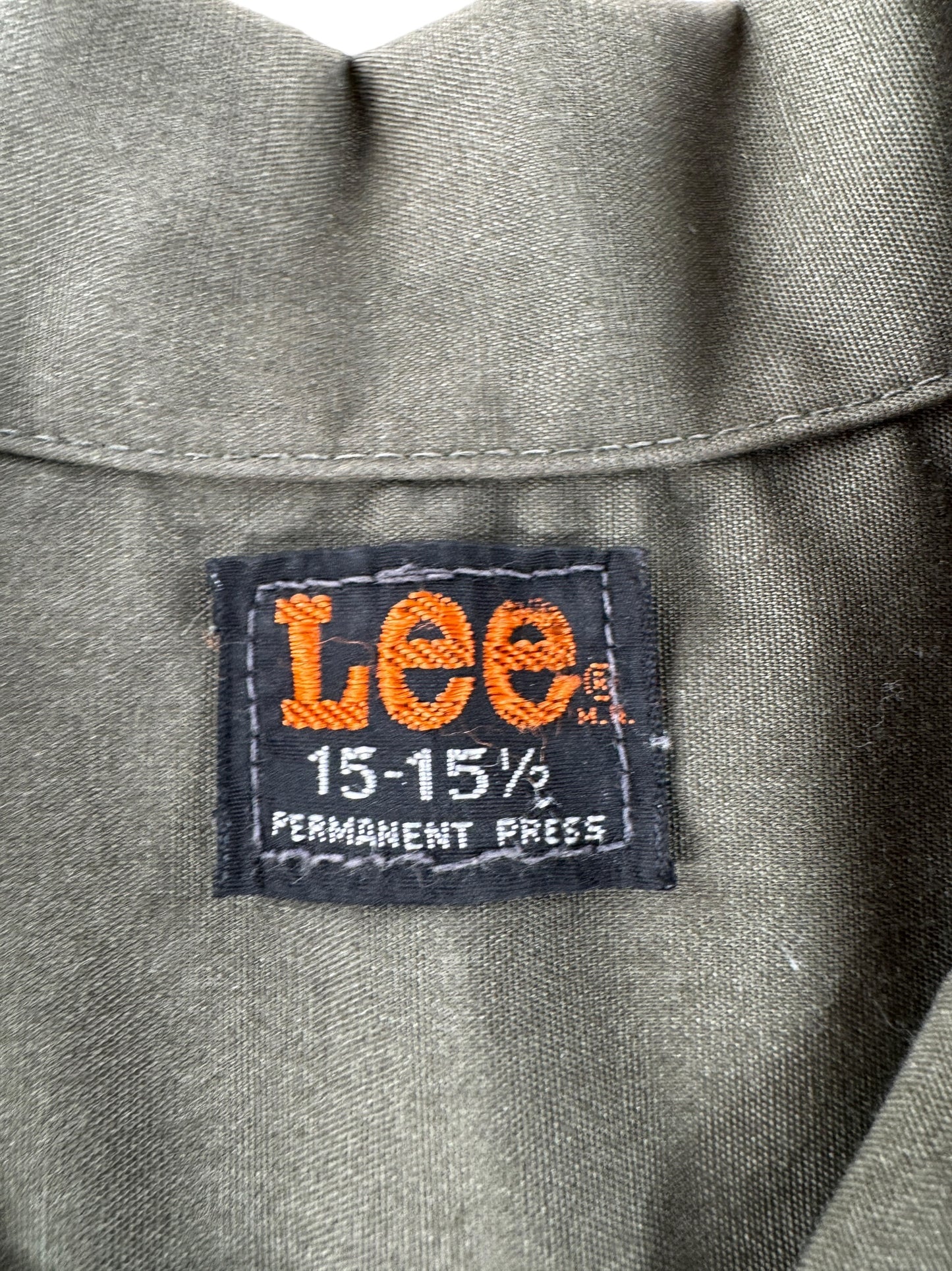 Label on Vintage 50's Lee Drennen Motors Mechanic Shirt SZ M