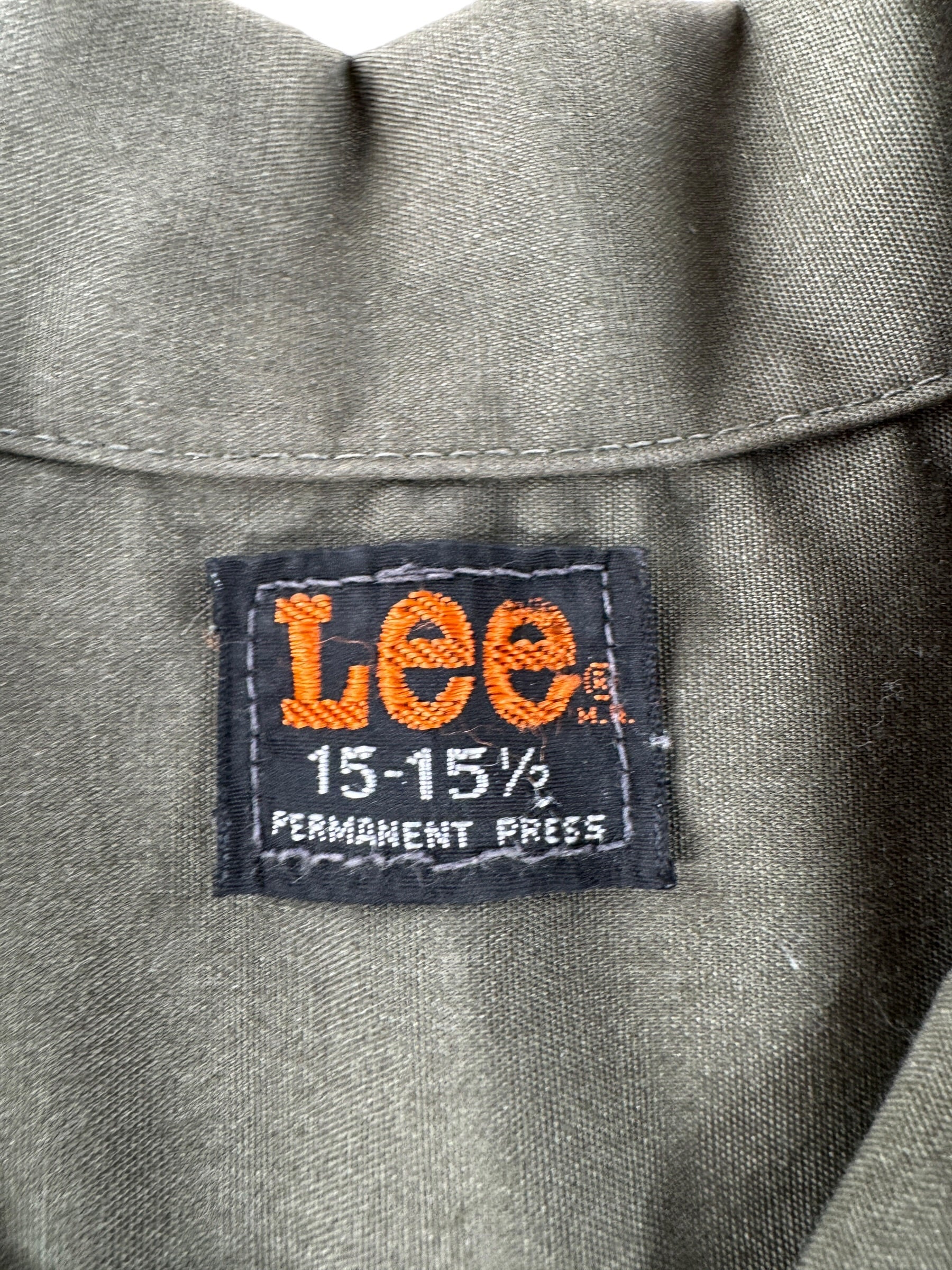 Label on Vintage 50's Lee Drennen Motors Mechanic Shirt SZ M