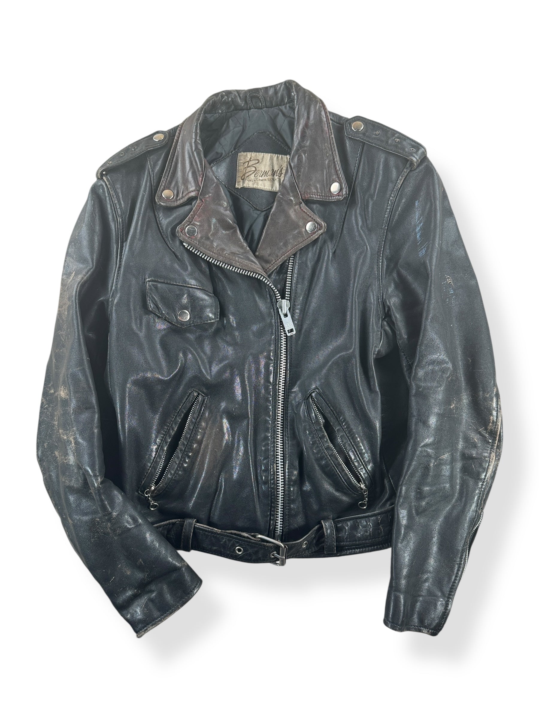 Front of Vintage Bermans Leather Jacket SZ M