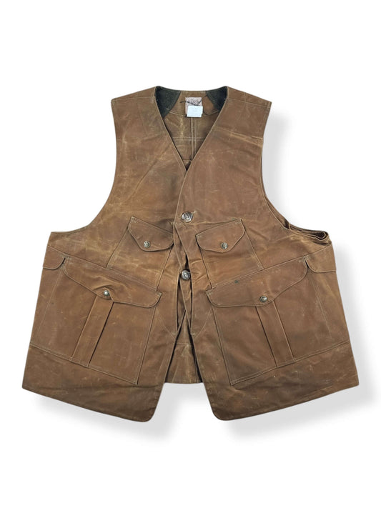 Front of Filson Tin Cloth Half Moon Hunting Vest SZ XXL