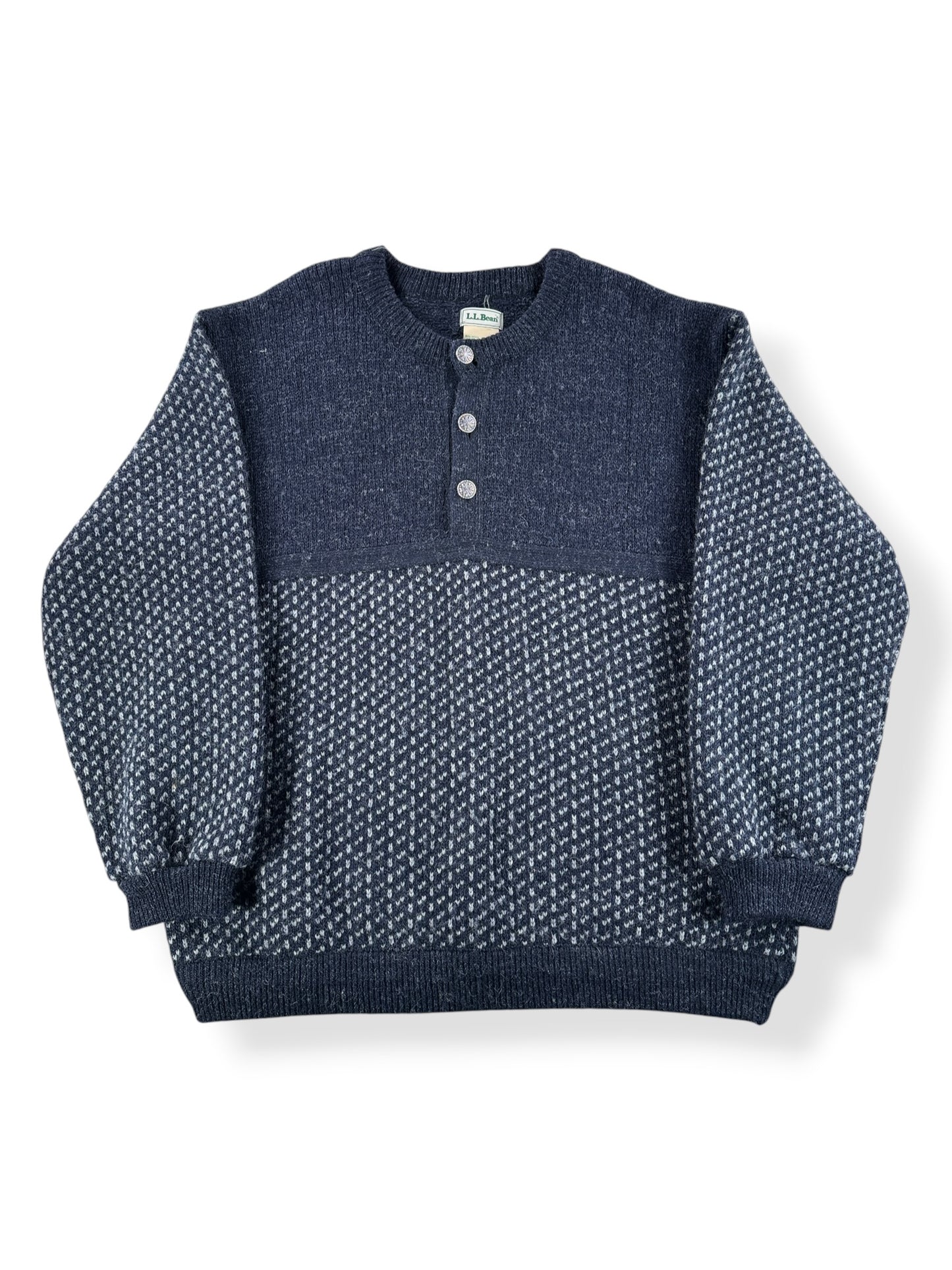 Front of Vintage L.L. Bean Birdseye Nordic Button Up Sweater SZ XL
