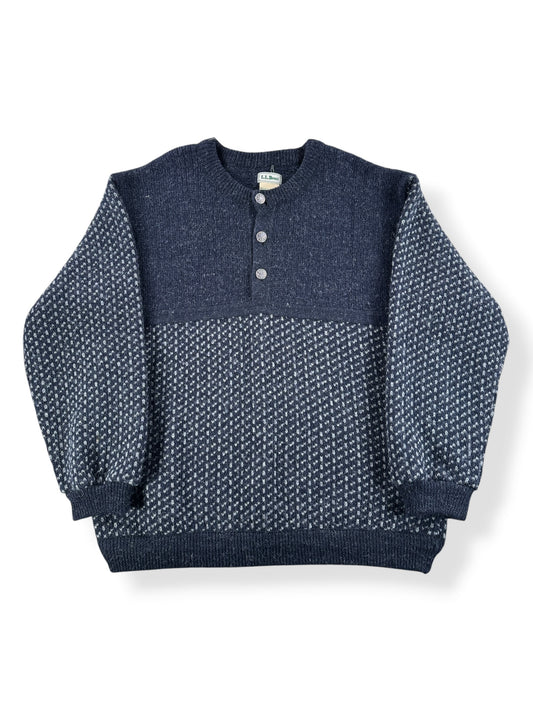 Front of Vintage L.L. Bean Birdseye Nordic Button Up Sweater SZ XL