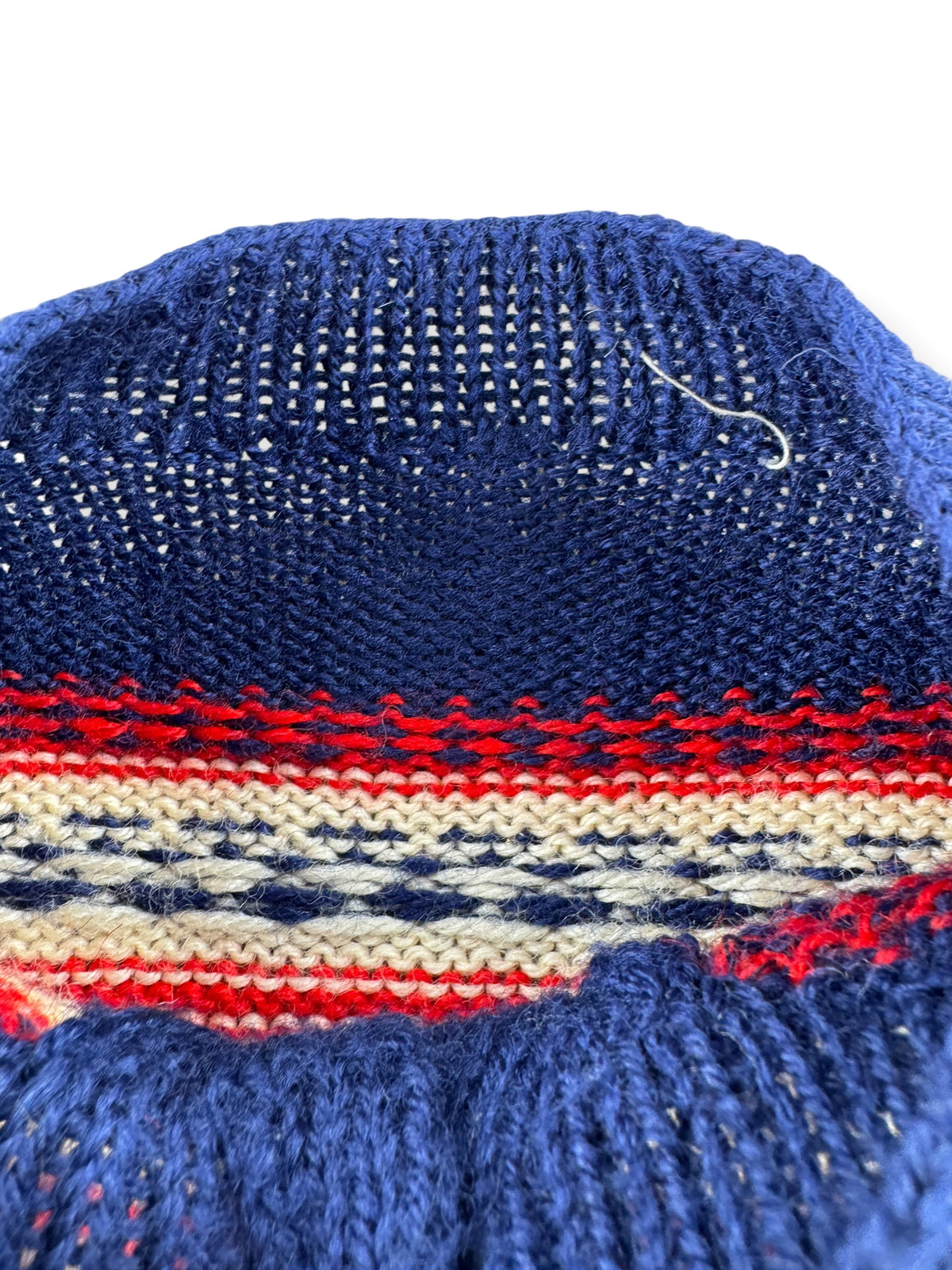 Inside of Vintage Blue & Red Norwegian Wool Cardigan SZ M