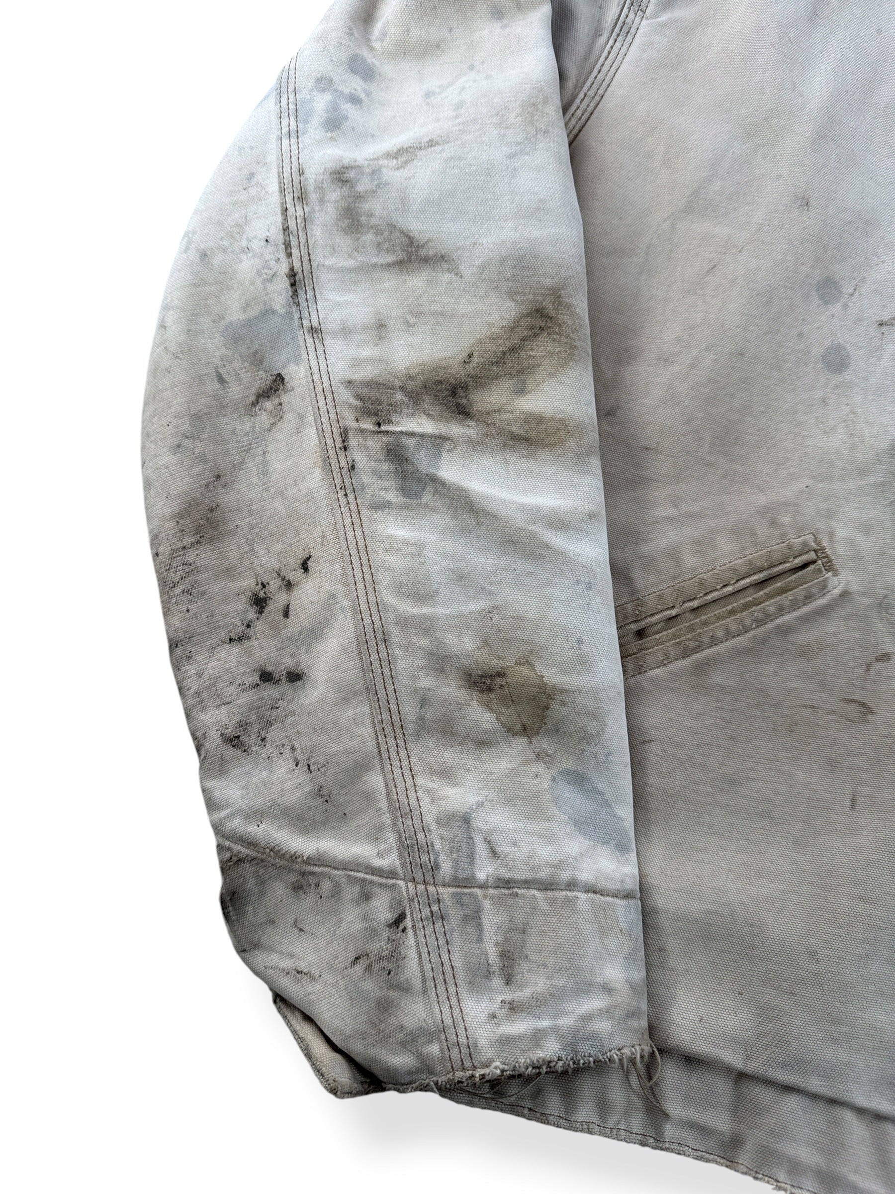 Stains on sleeve of Vintage 90’s Carhartt Faded Tan Detroit Jacket SZ XL