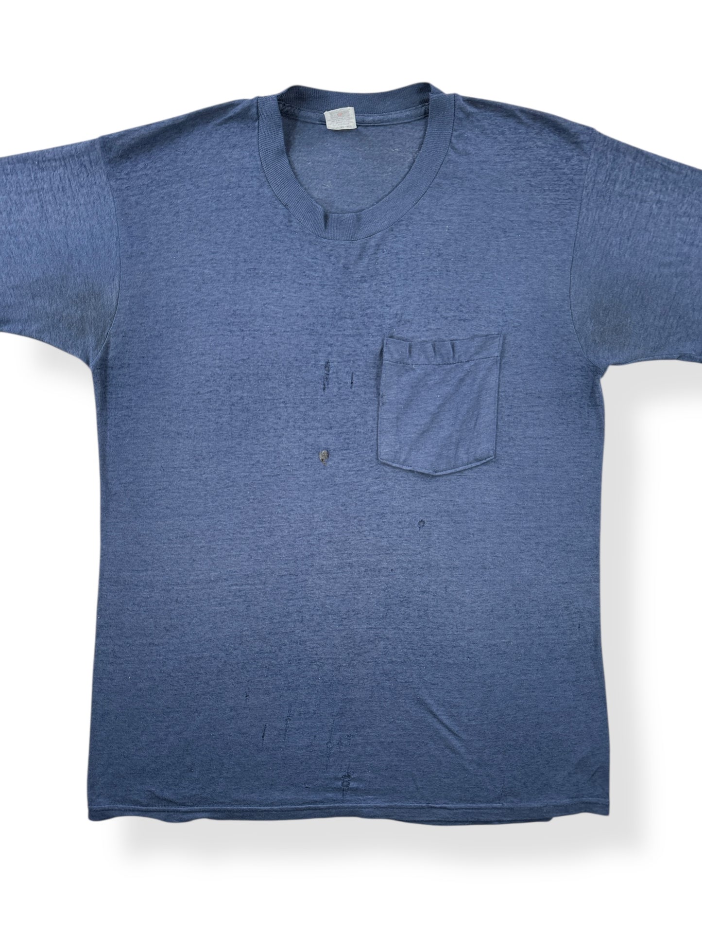 Front Close Up of Vintage Threadbare Blue FOTL Pocket Tee SZ M