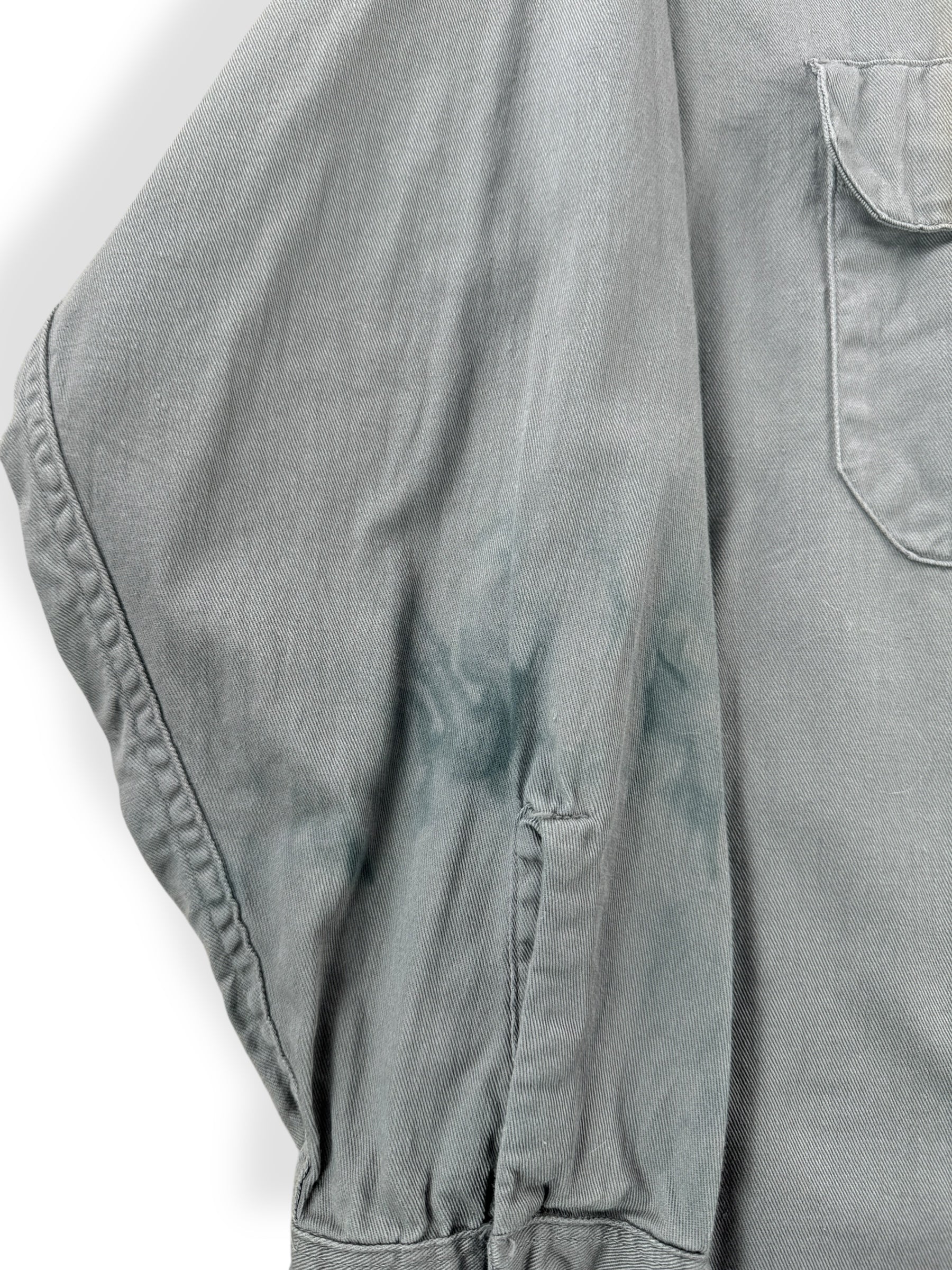 Stains on Vintage Stevens Twist Twill Grey Work Shirt SZ L AS IS