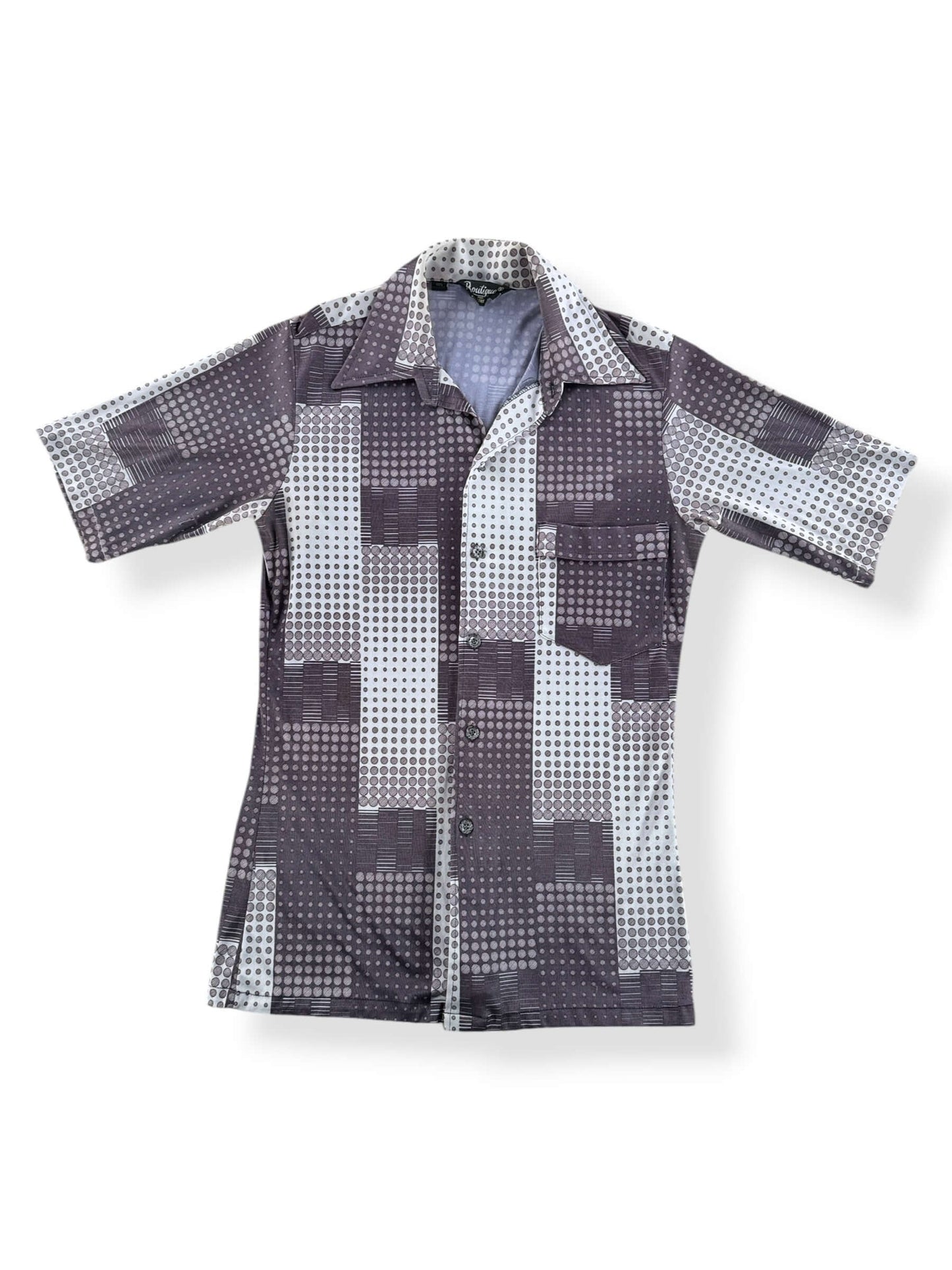 Front of Vintage Boutique Polyester Disco Shirt SZ S (Fits XS)