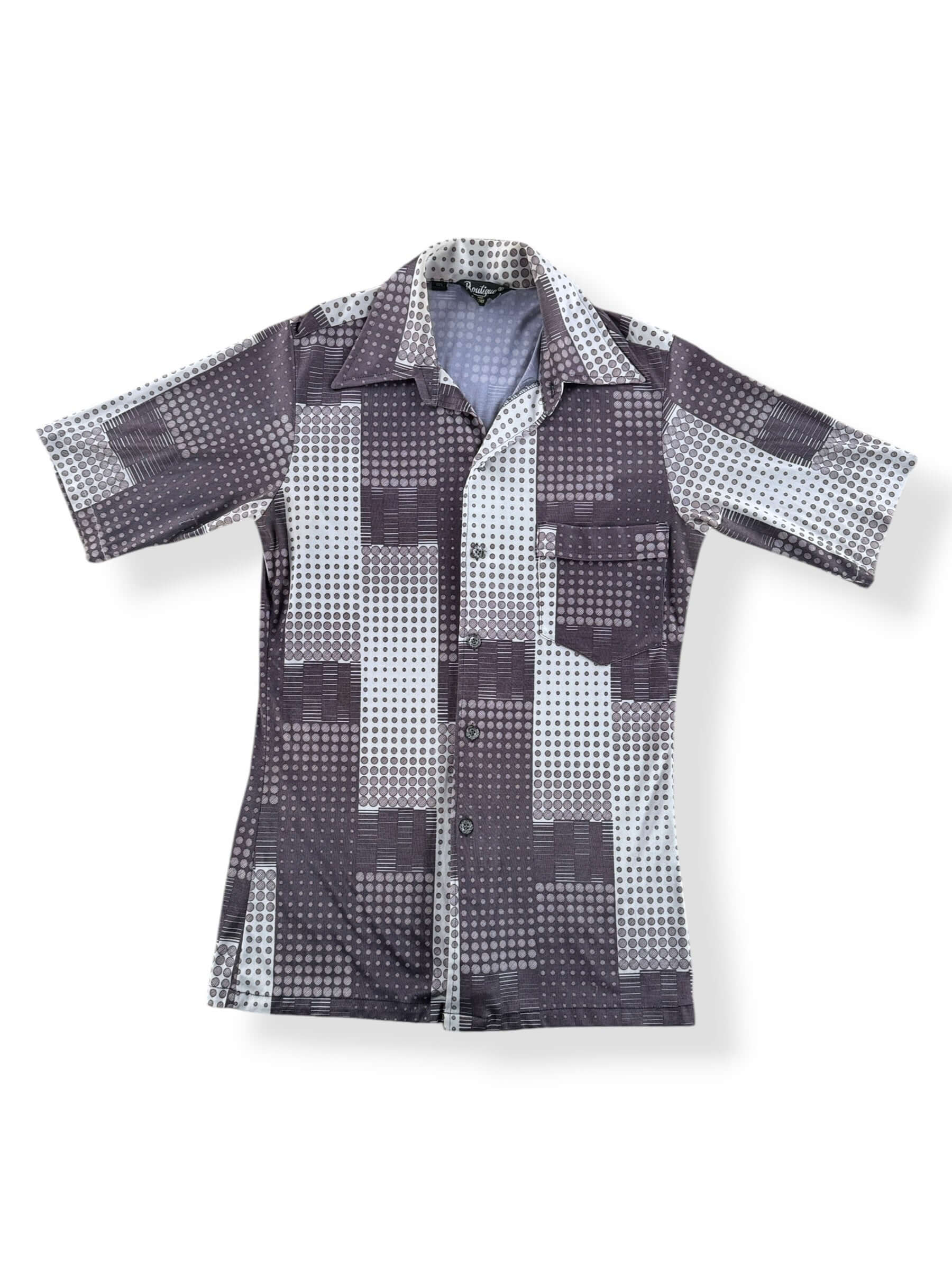 Front of Vintage Boutique Polyester Disco Shirt SZ S (Fits XS)