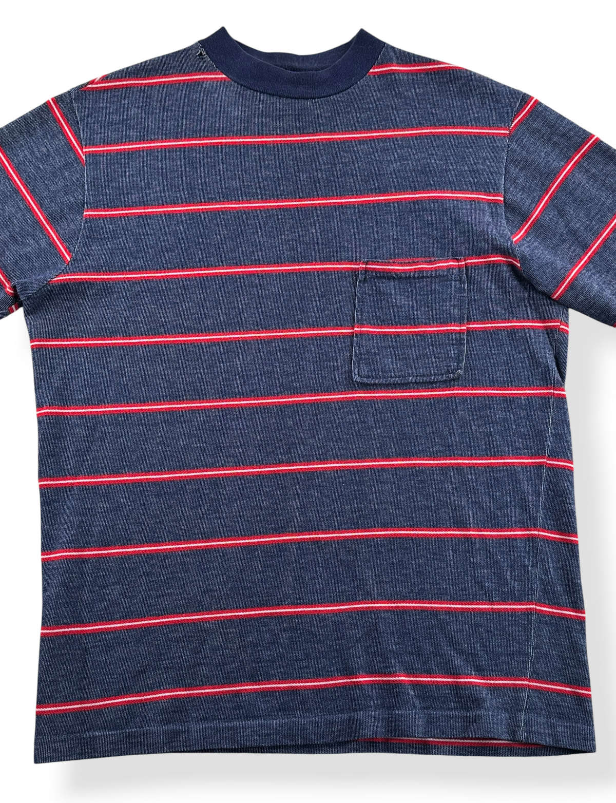 Close-up of Vintage 50s Striped Pocket Tee SZ M