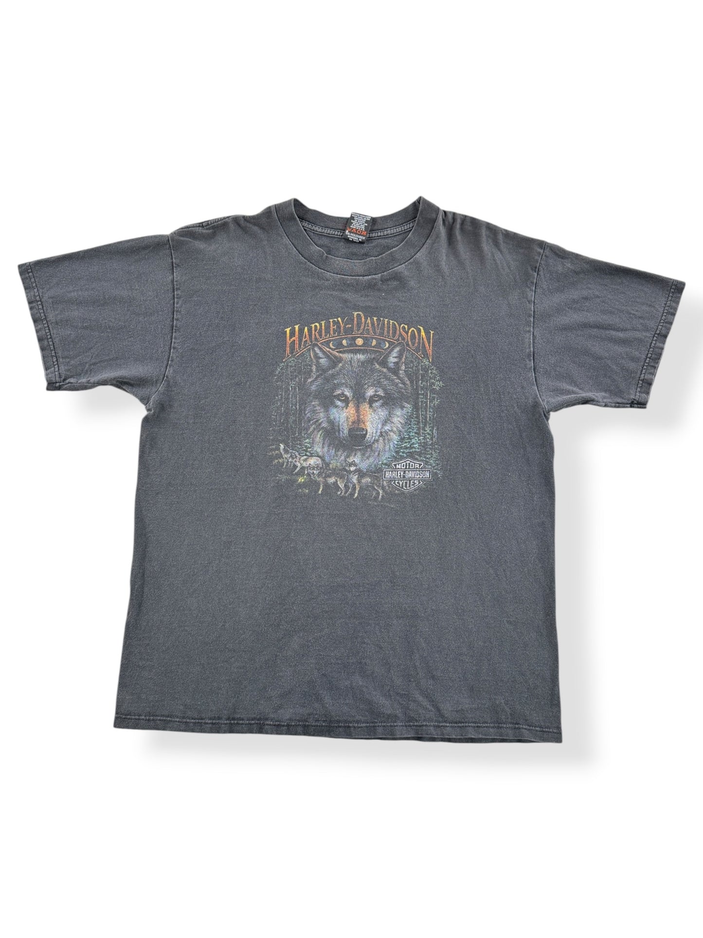 Front of Vintage 90s Pike Wolf Harley Tee SZ XL