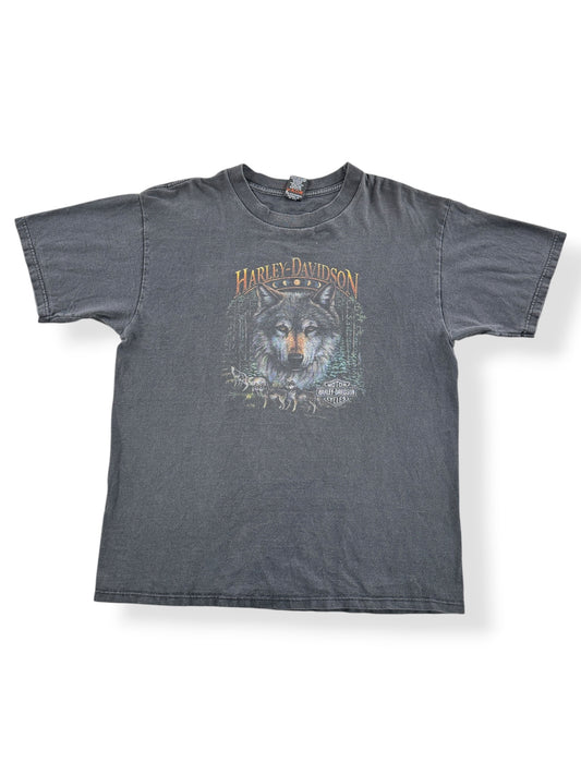Front of Vintage 90s Pike Wolf Harley Tee SZ XL