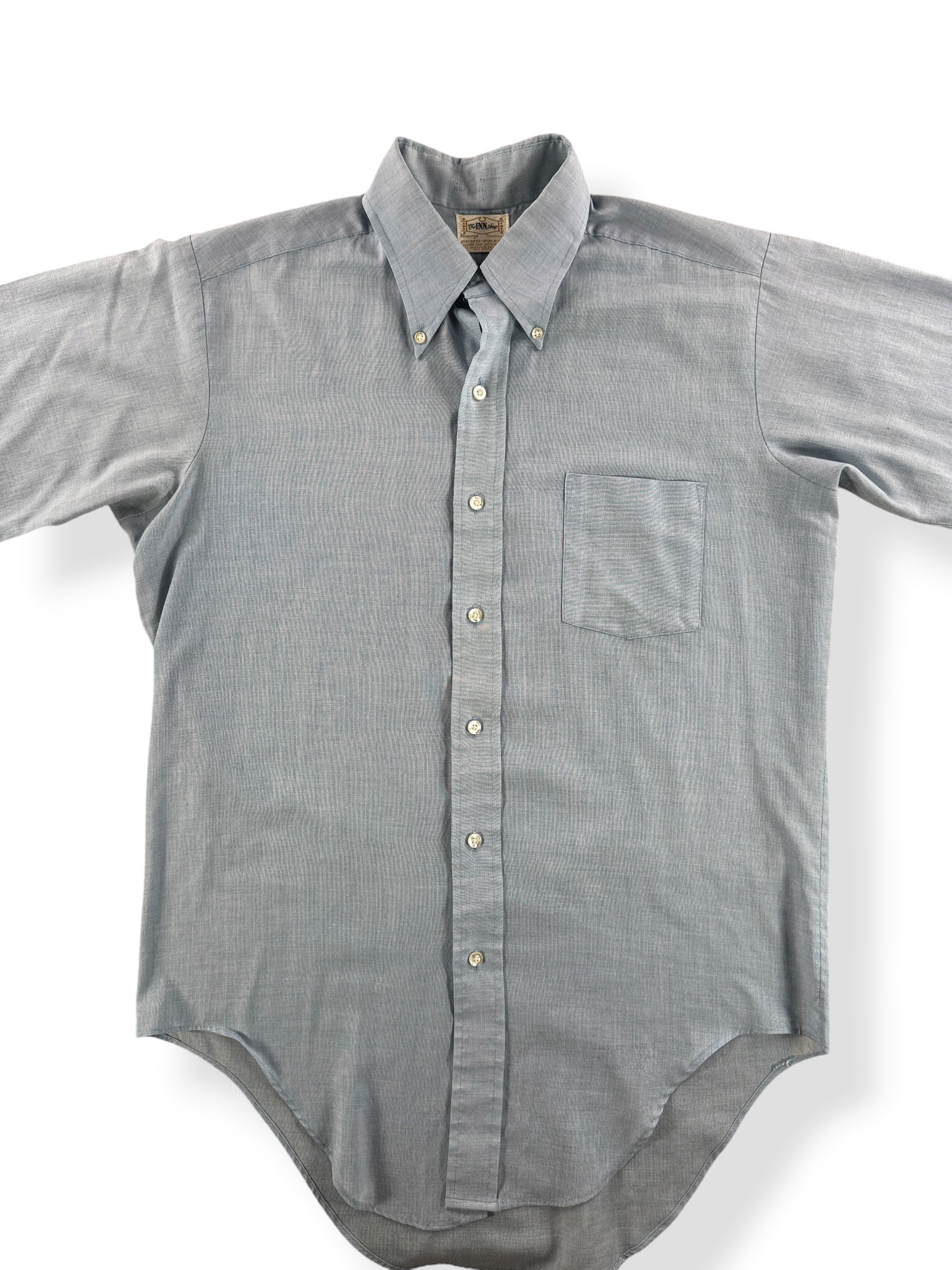 Front Close Up of Vintage Penn-Prest Short Sleeve Shirt SZ 15 1/2 (Fits L)