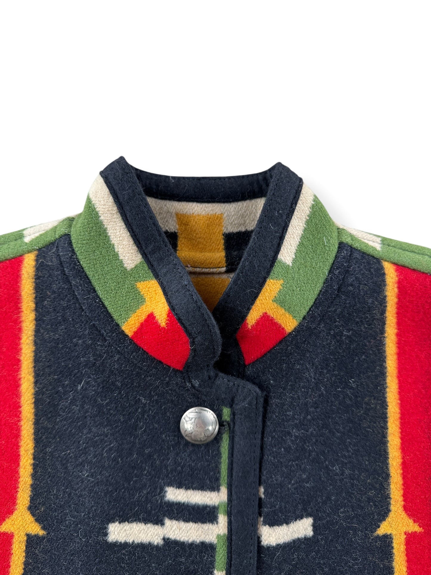 Collar on Vintage Reversible Concho Button Wool Vest SZ XS