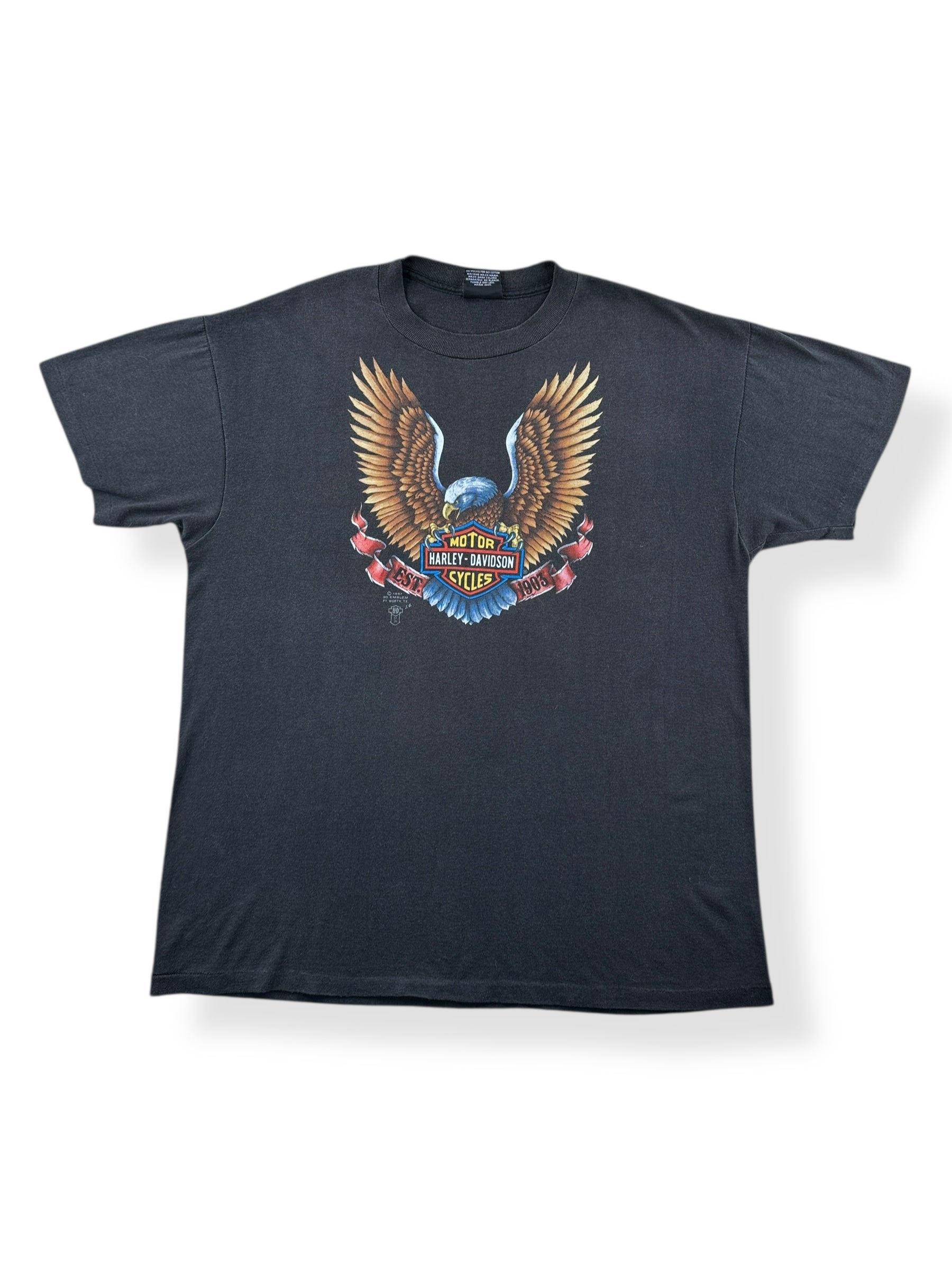 Front of Vintage 3D Emblem Smart Brothers Harley-Davidson Blountville Tee SZ XL