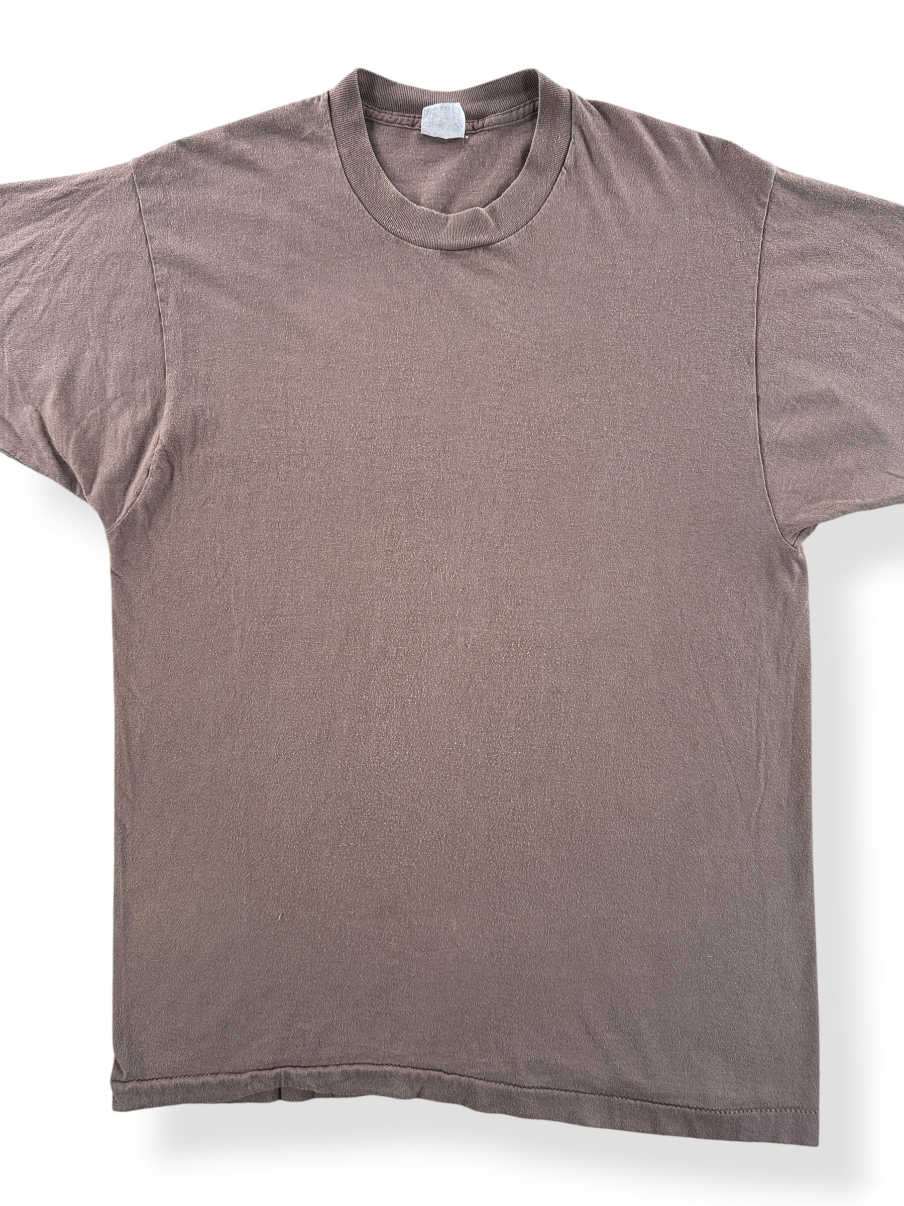 Front Close Up of Vintage Brown BVD Blank Tee SZ XL (Fits M)