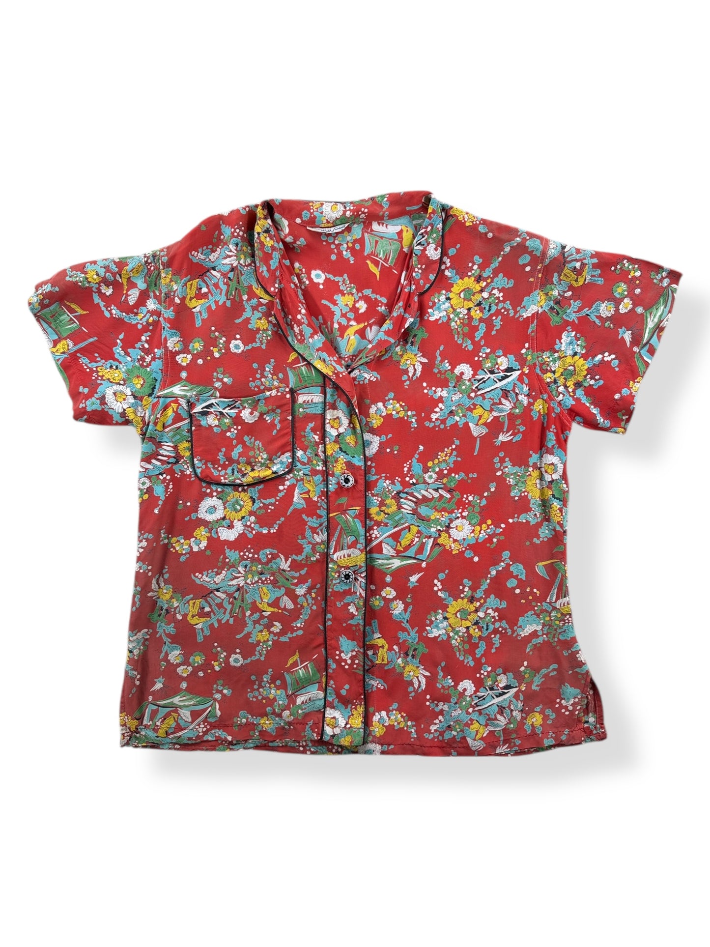 Front of Vintage Ms Swank Pajama Top SZ S