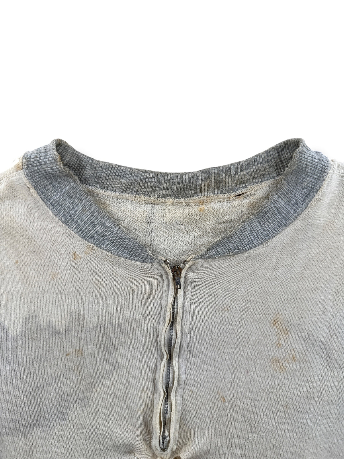 Collar on Vintage Thrashed 1940s Quarterzip Sweatshirt SZ L