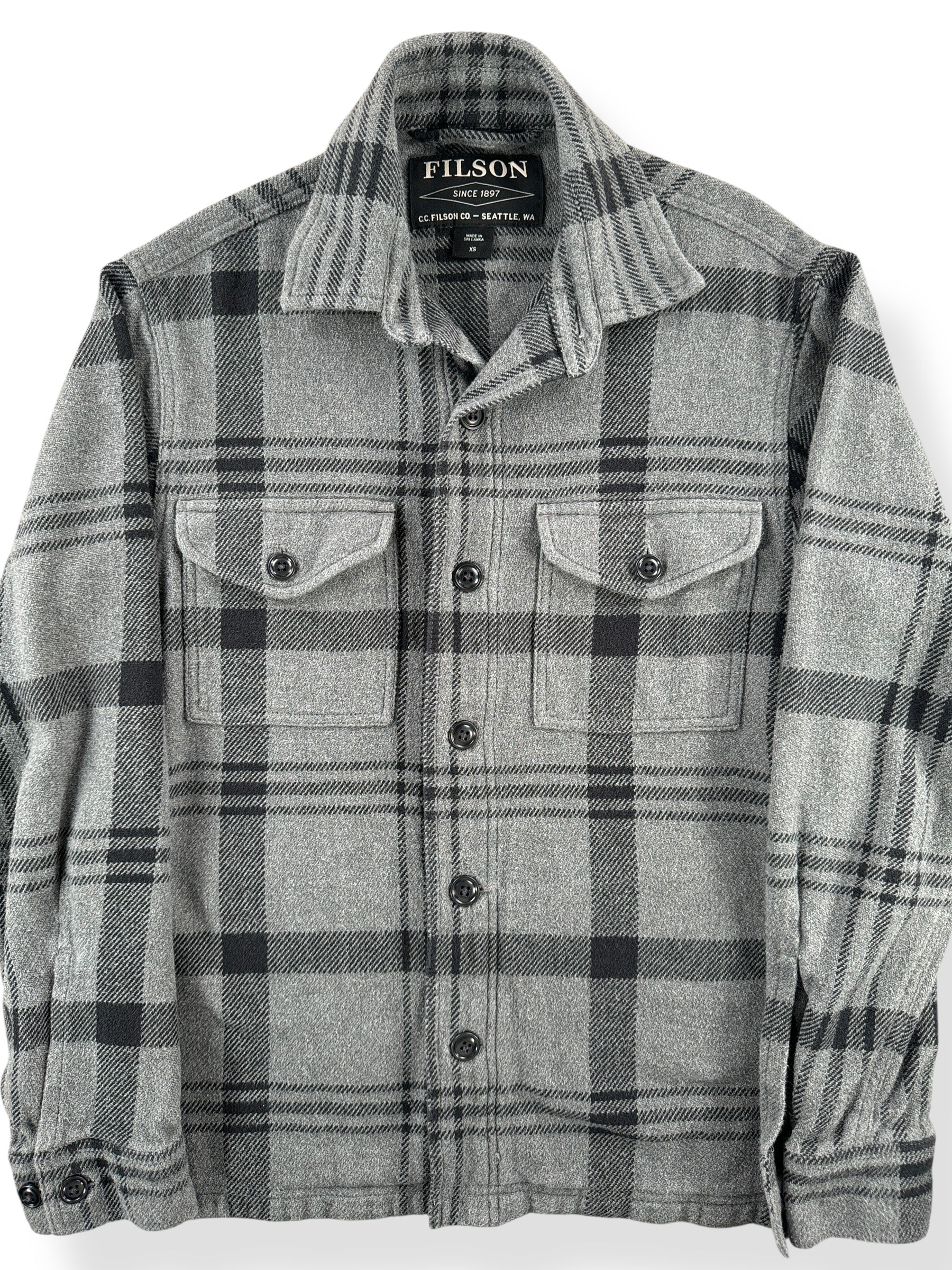 Front Close Up of Filson Deer Island Jac Shirt Production Sample SZ XS