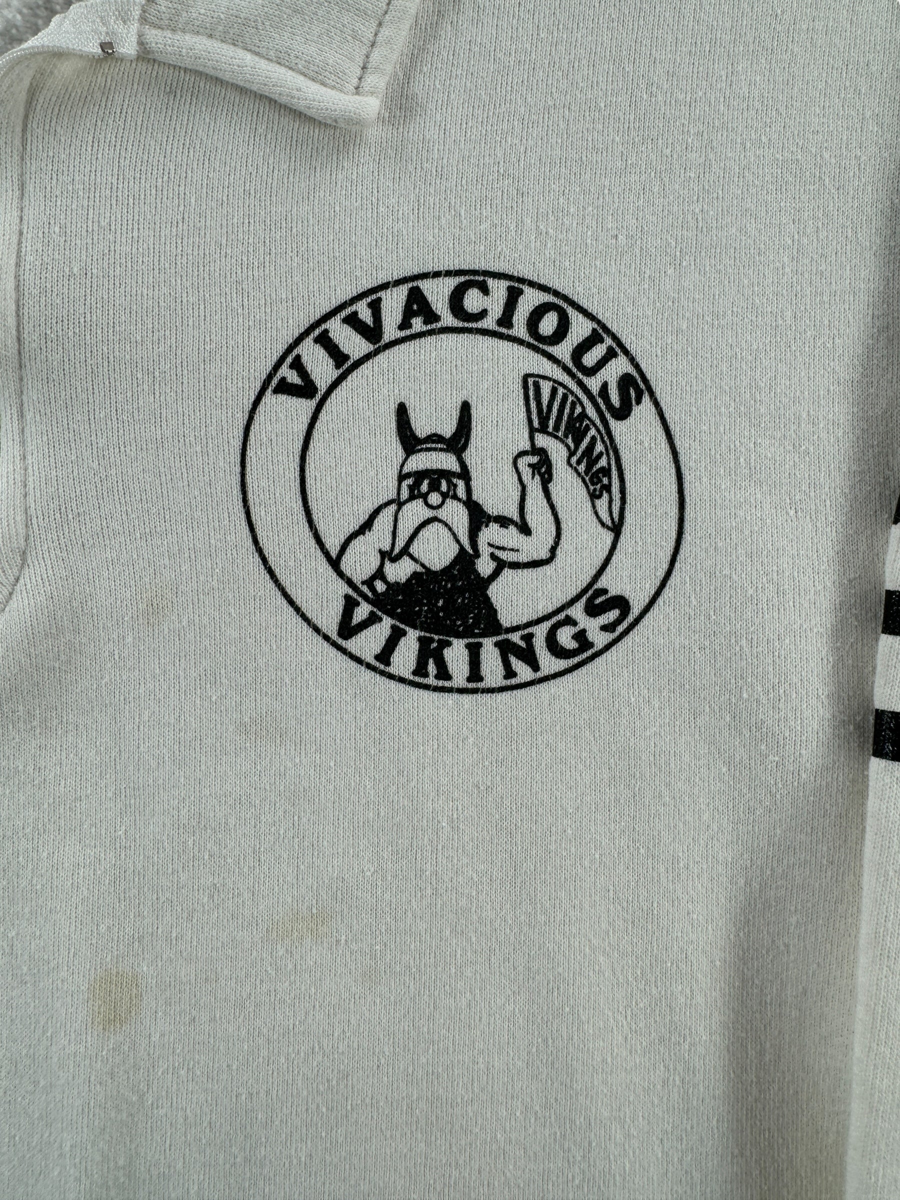 Front Graphic of Vintage Vivacious Vikings Pullover Sweat SZ S AS IS