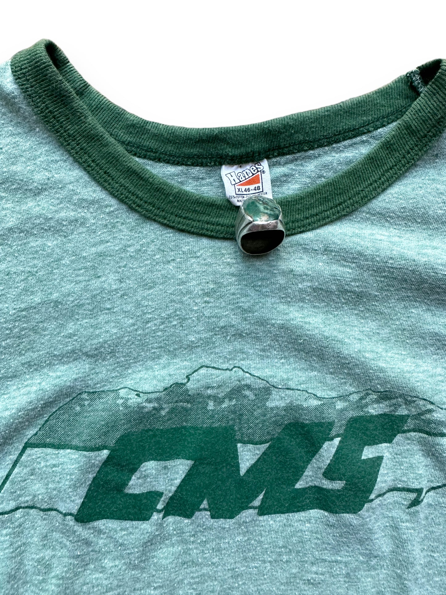 Tag View of Vintage Cascade Moving Green Ringer Tee SZ XL | Vintage Graphic T-Shirts Seattle | Barn Owl Vintage Tees Seattle
