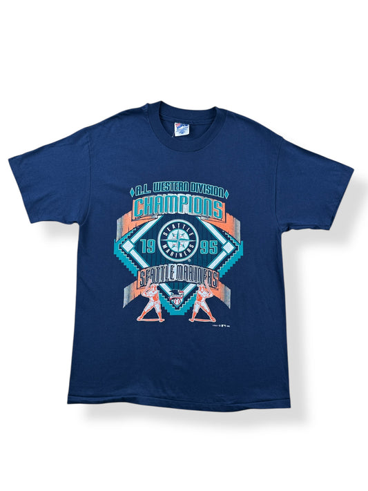 Front of Vintage NOS 1995 Seattle Mariners AL West Champions Tee SZ L