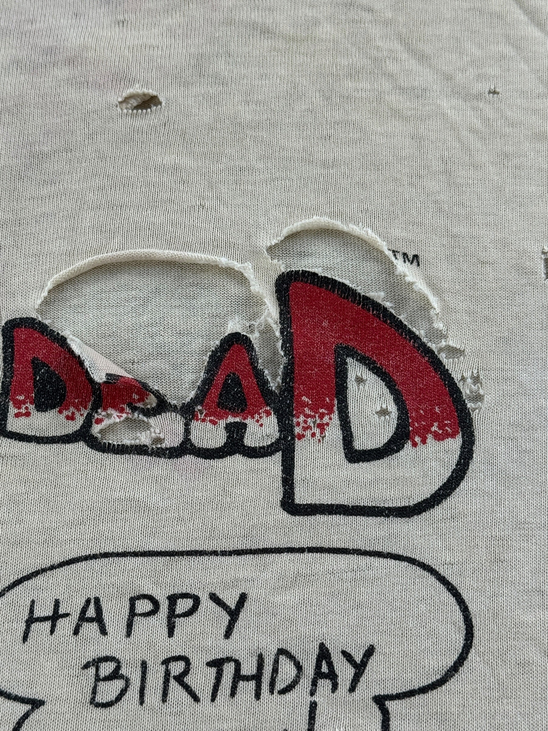 Damage on back of Vintage '90 Spring Tour Grateful Dead Bart Simpson Thrasher Tee SZ XL