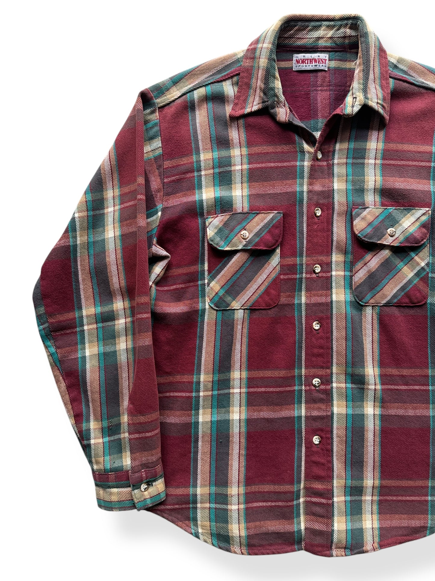 Front Right of Vintage Great Northwest Cotton Flannel SZ L