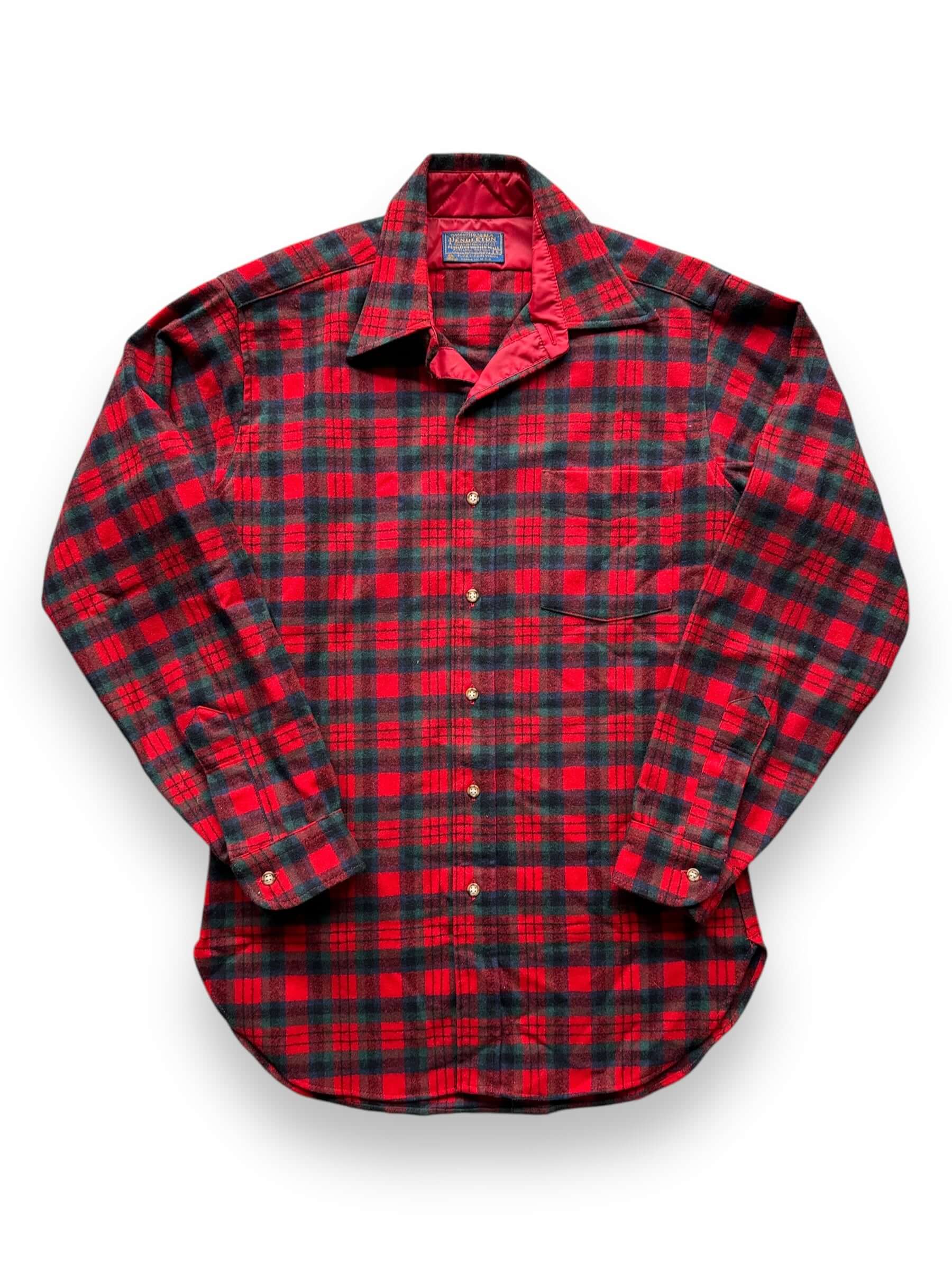 front of Vintage Pendleton Red/Green Plaid Flannel SZ S