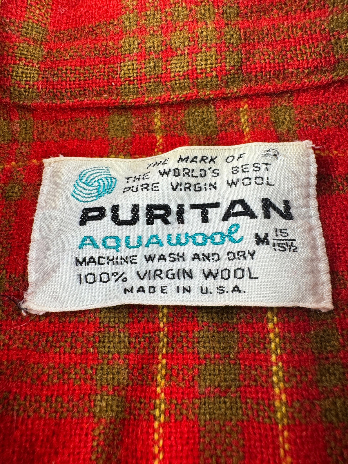 Tag on Vintage 60s Puritan Wool Flannel SZ M