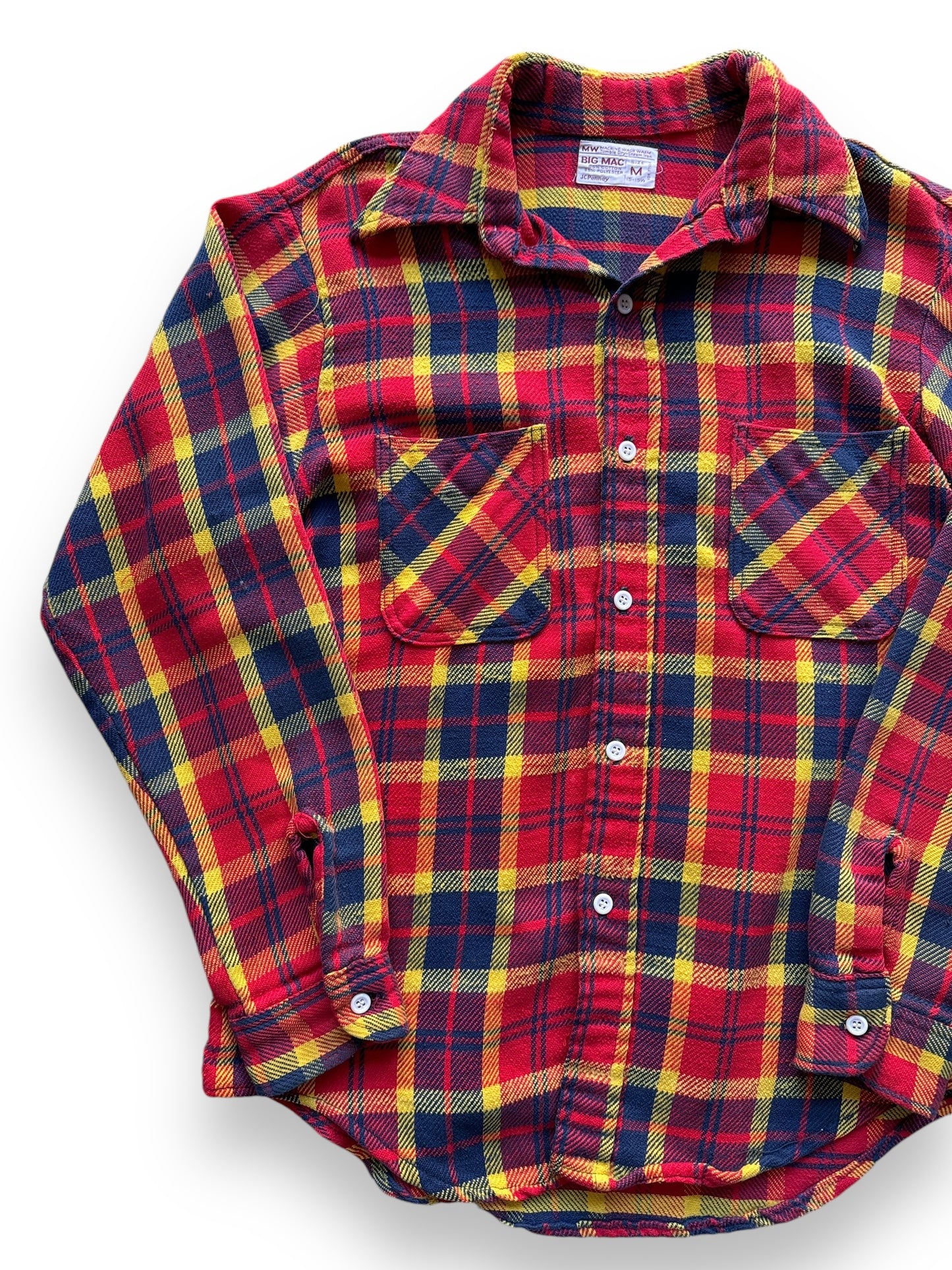 front right of Vintage Big Mac Red/Yellow/Blue Cotton Flannel SZ M