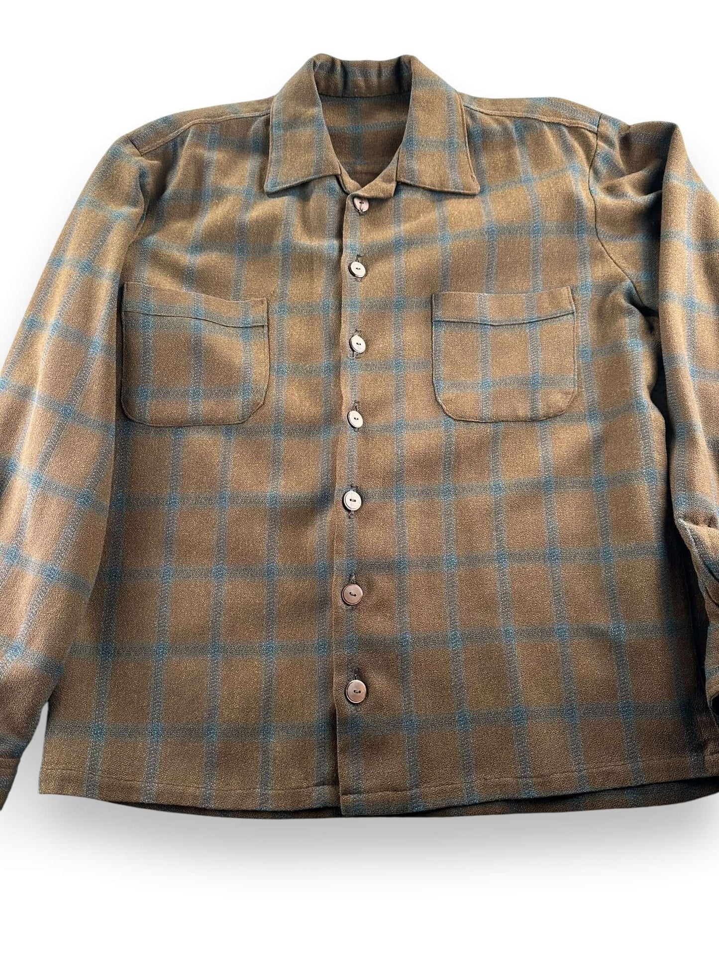 Vintage Pendleton Brown Plaid Wool Board Shirt SZ L