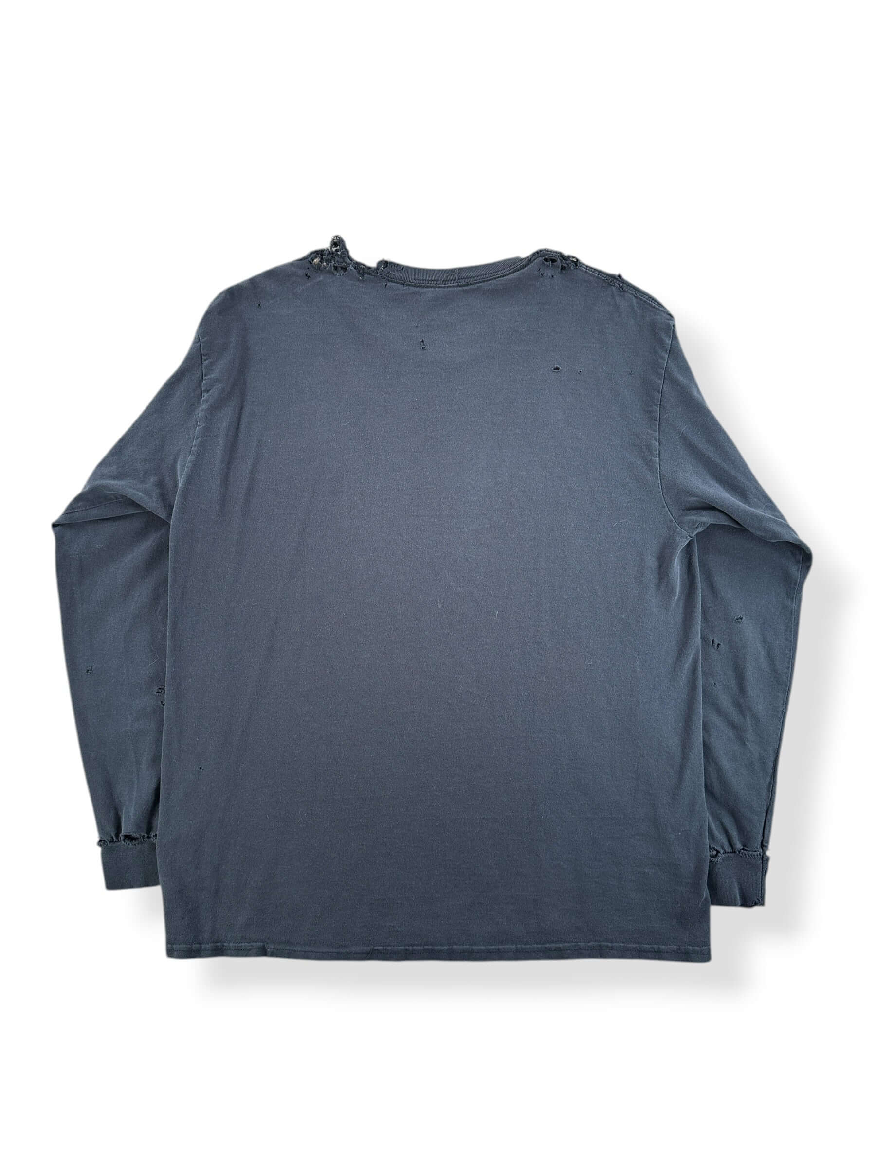 Back of Vintage Black Longsleeve Thrashed Blank Tee SZ L