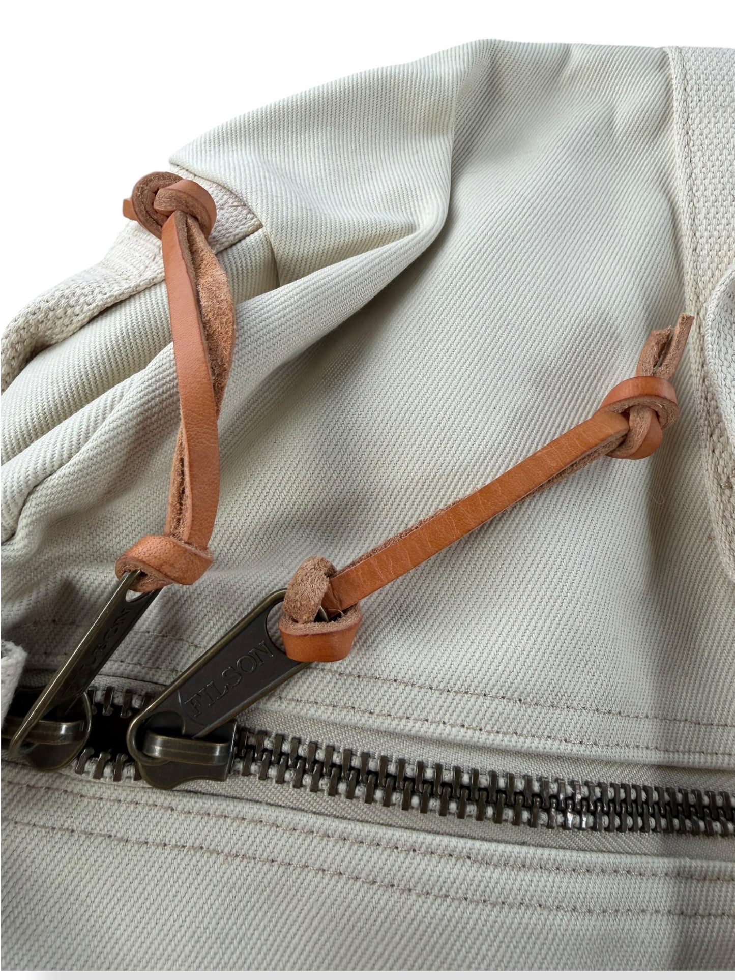 Vegetable Tanned Leather Pulls on 2022 Filson Workshop Barrel Duffel 666/100