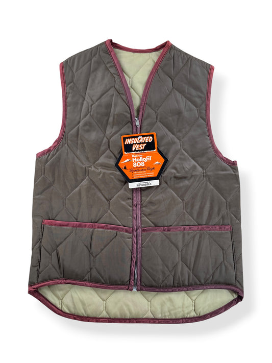 Front of Vintage NOS Beige Hollofil Reversible Vest SZ S