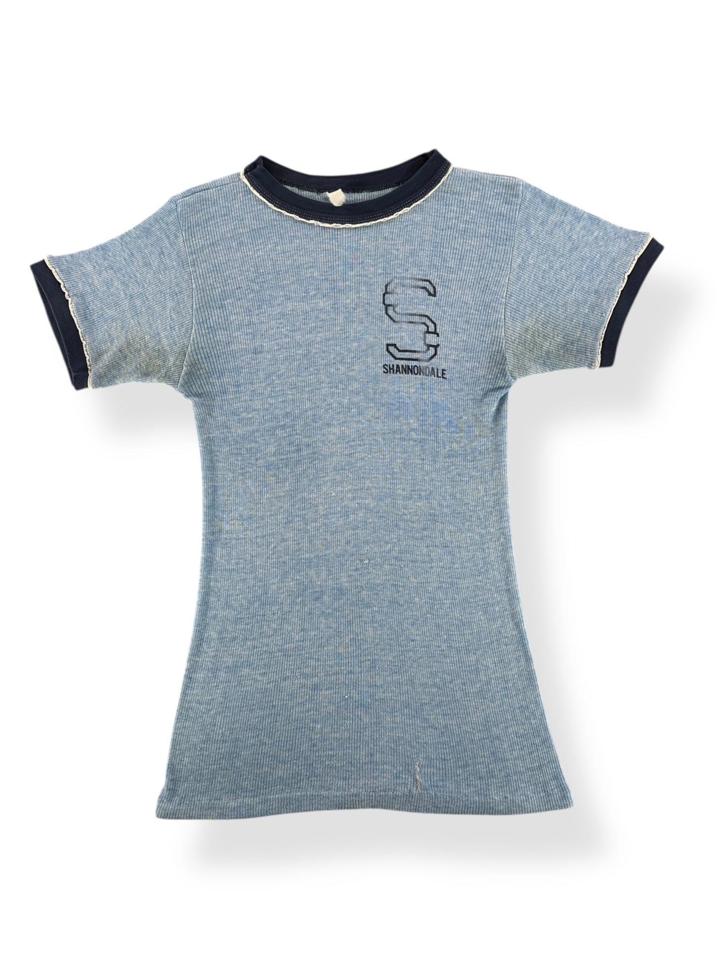 Front of Vintage Shannondale Stretchy Ringer Tee SZ XS