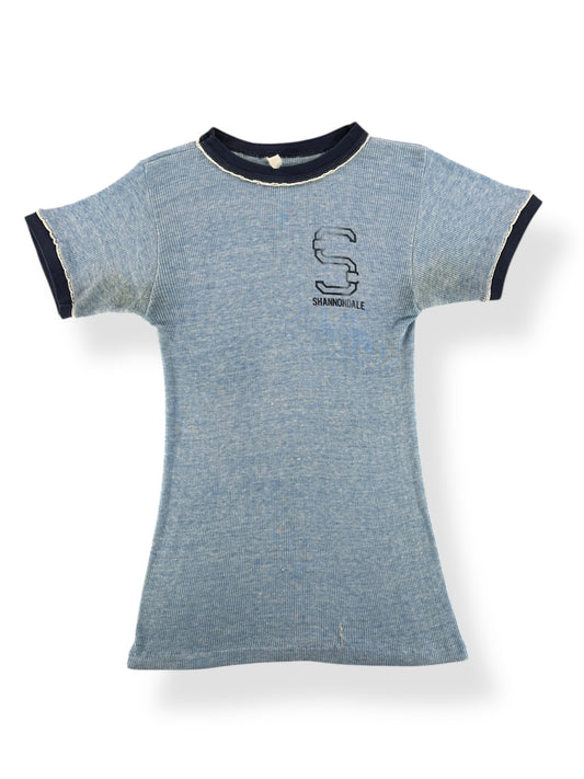 Front of Vintage Shannondale Stretchy Ringer Tee SZ XS