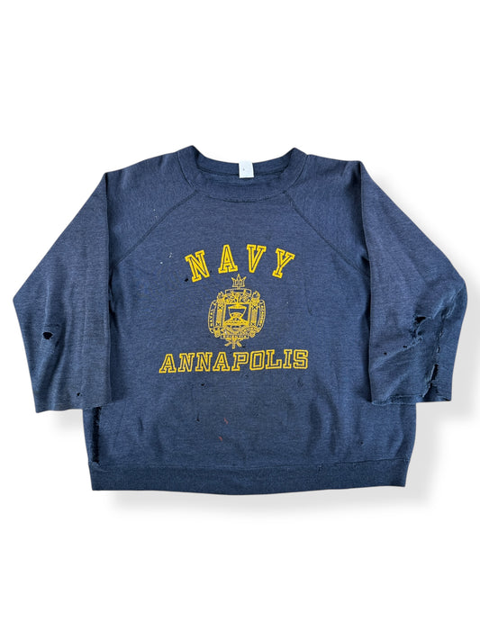 Front of Vintage Chopped Up Navy Annapolis Sweatshirt SZ L