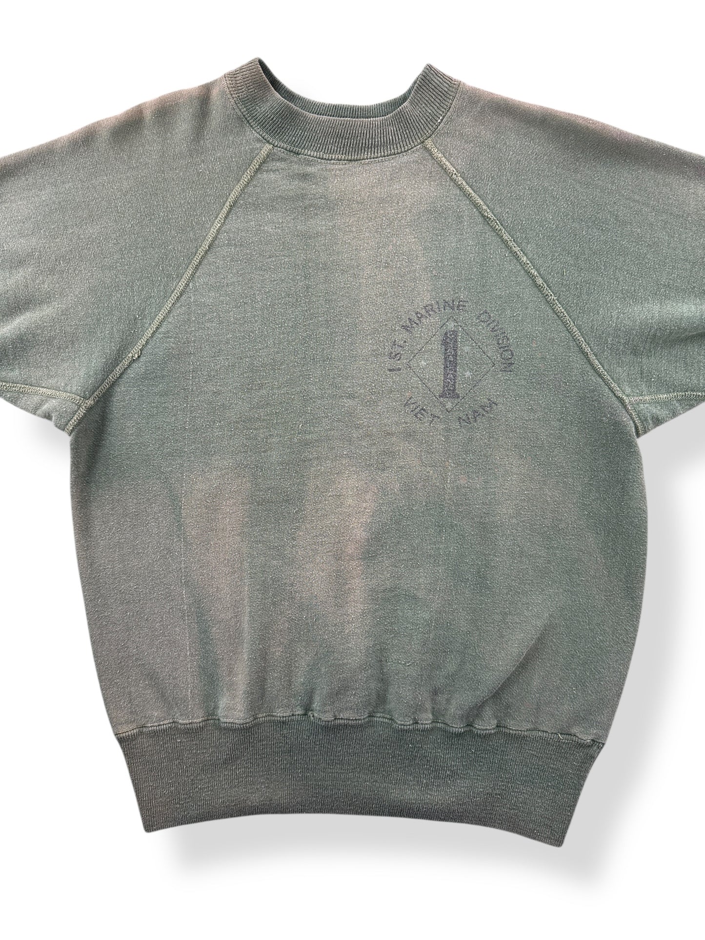 Front Close Up of Vintage Sun Faded Guadalcanal Vietnam Short Sleeve Crewneck SZ S
