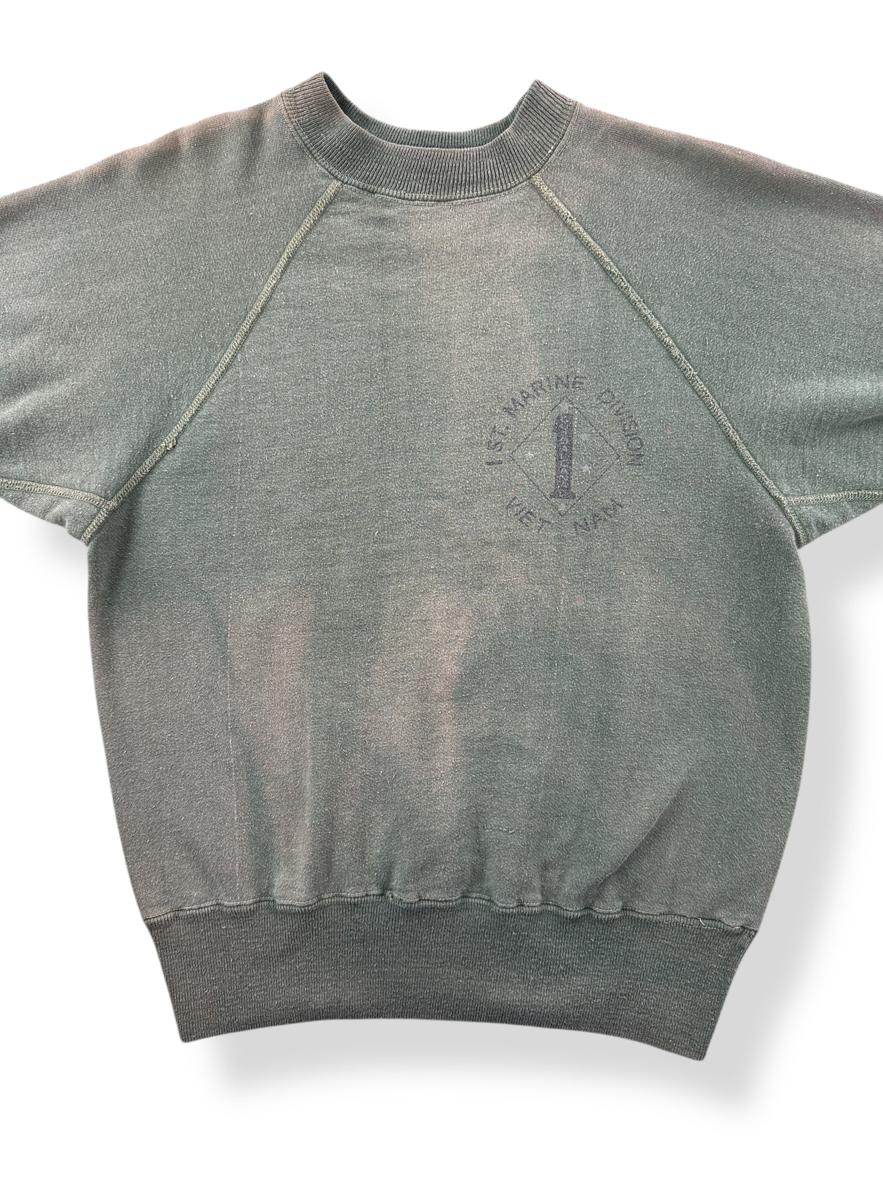 Front Close Up of Vintage Sun Faded Guadalcanal Vietnam Short Sleeve Crewneck SZ S