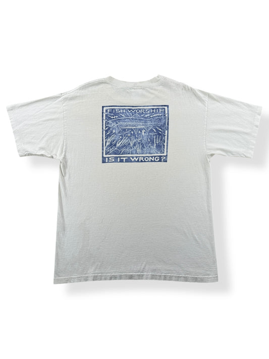 Back of Vintage Thrasher UCSF Stainier Lab Bootleg Ray Troll Tee SZ XL