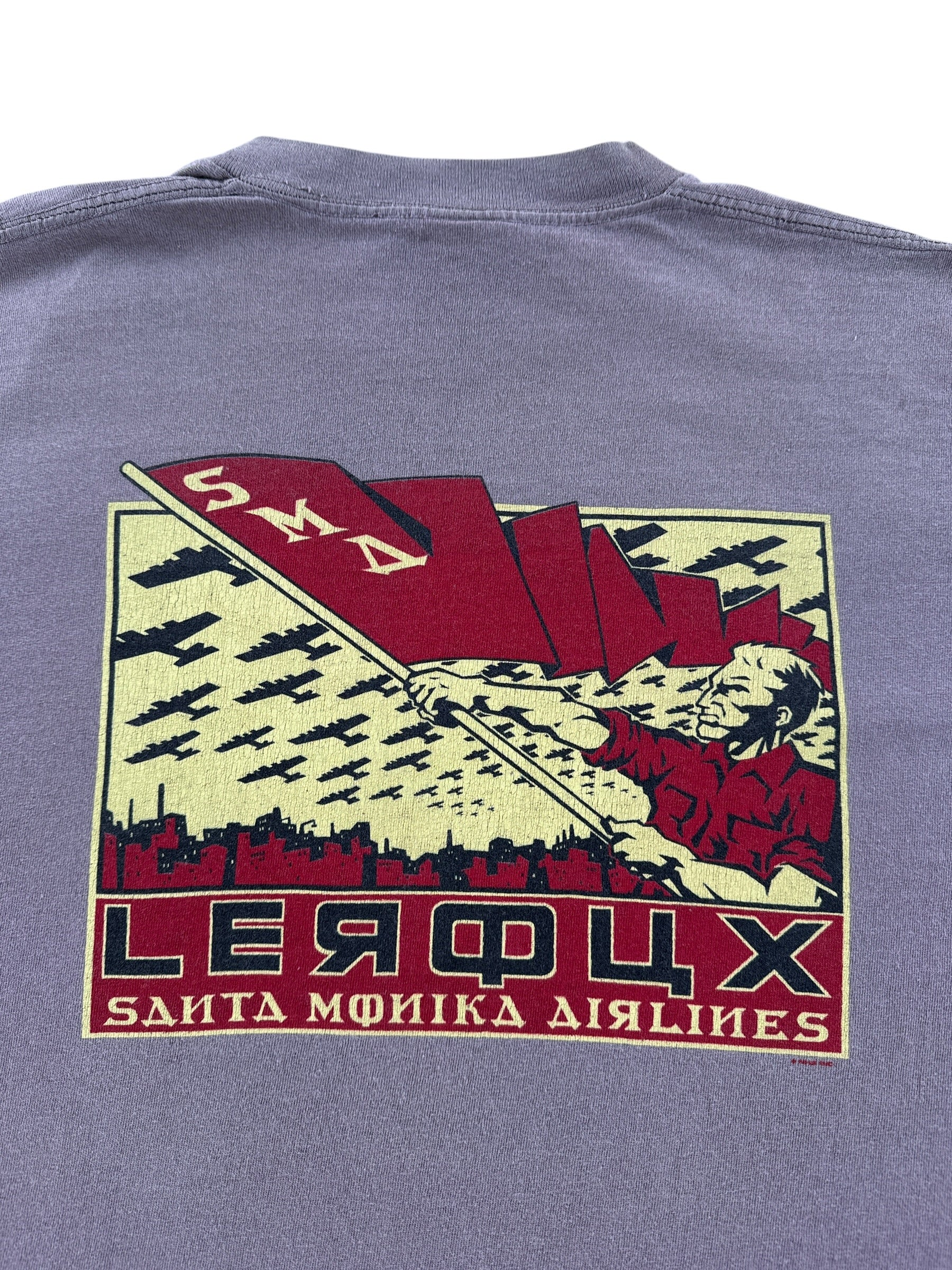 Back Graphic of Vintage Dave Leroux SNA Santa Cruz Skateboard Soviet Style Tee SZ XL