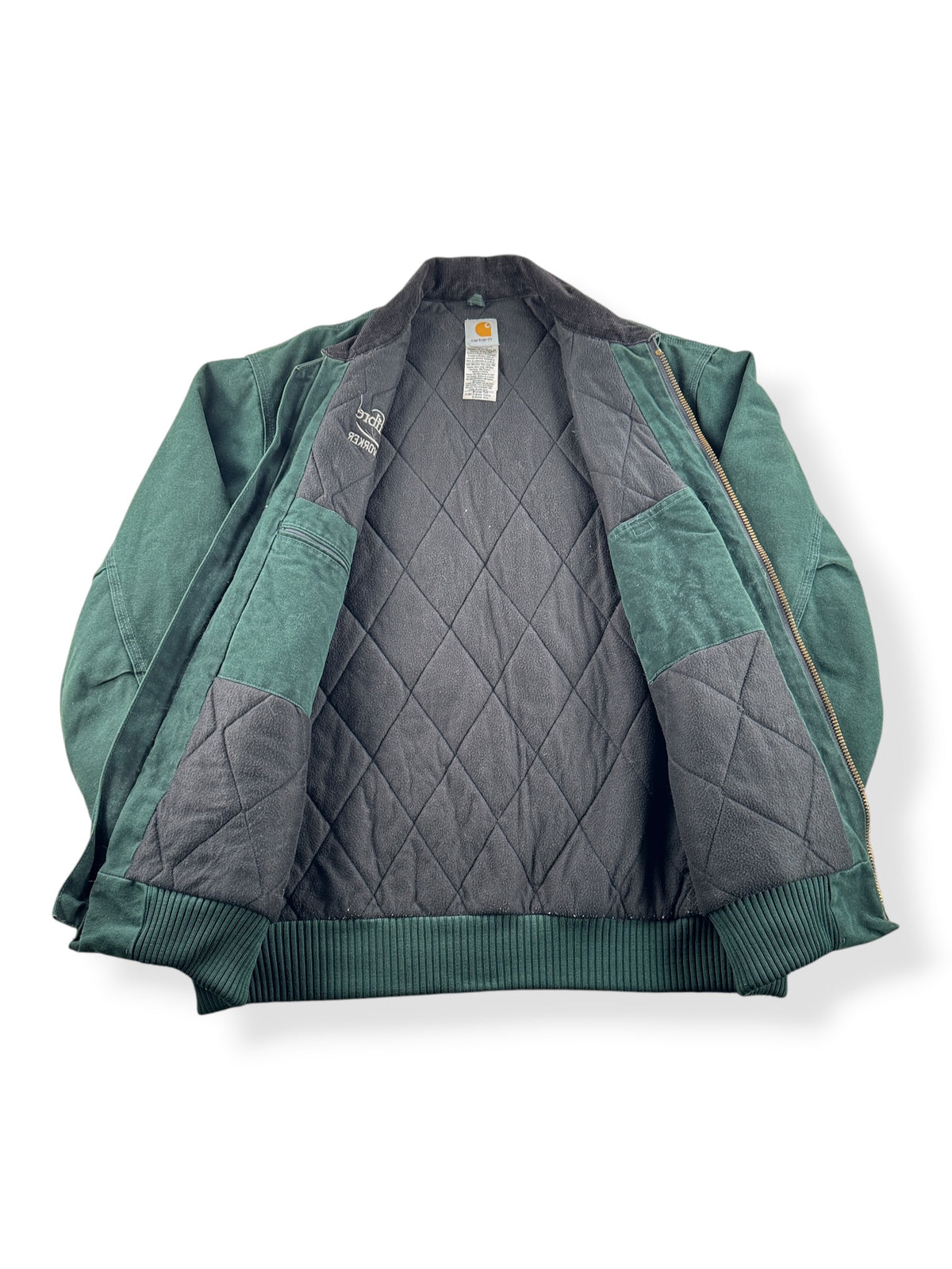 Inside of Carhartt Green Santa Fe Jacket SZ XL-T