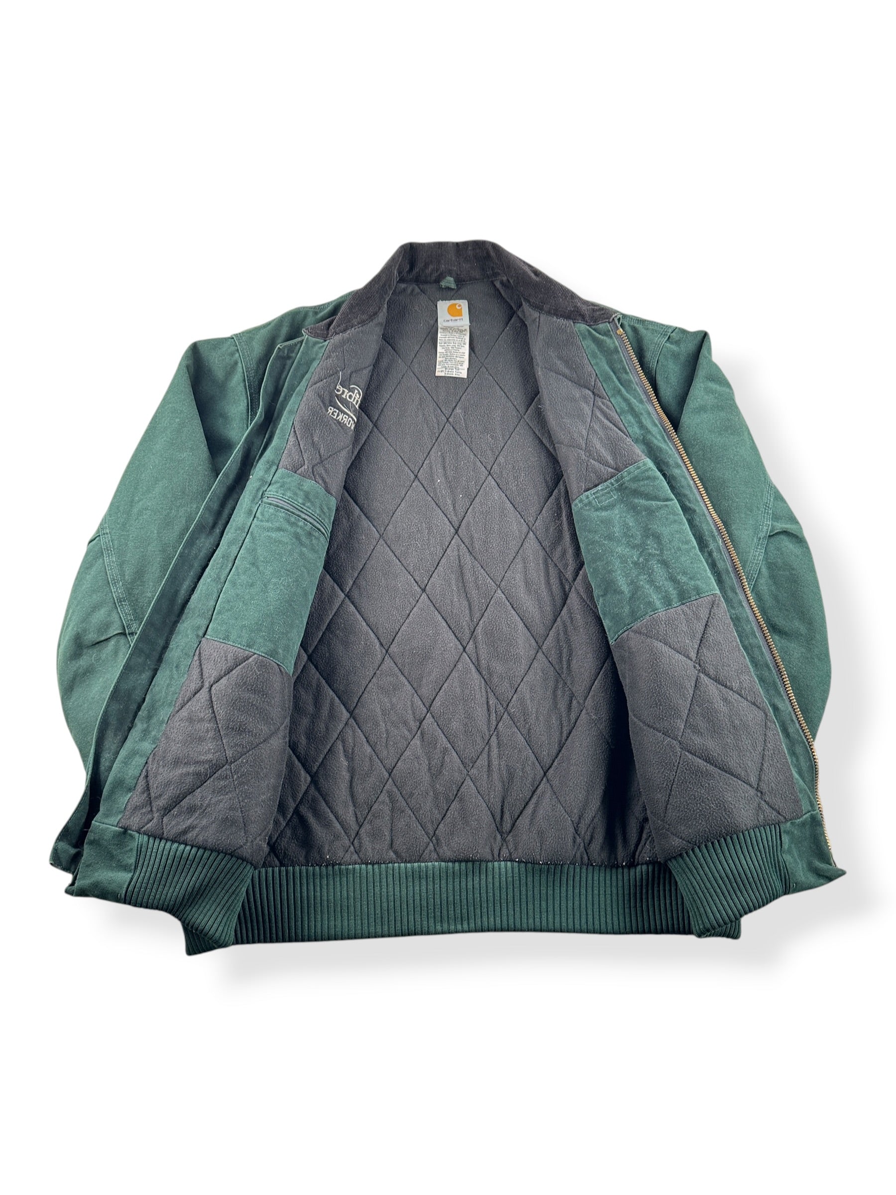 Inside of Carhartt Green Santa Fe Jacket SZ XL-T