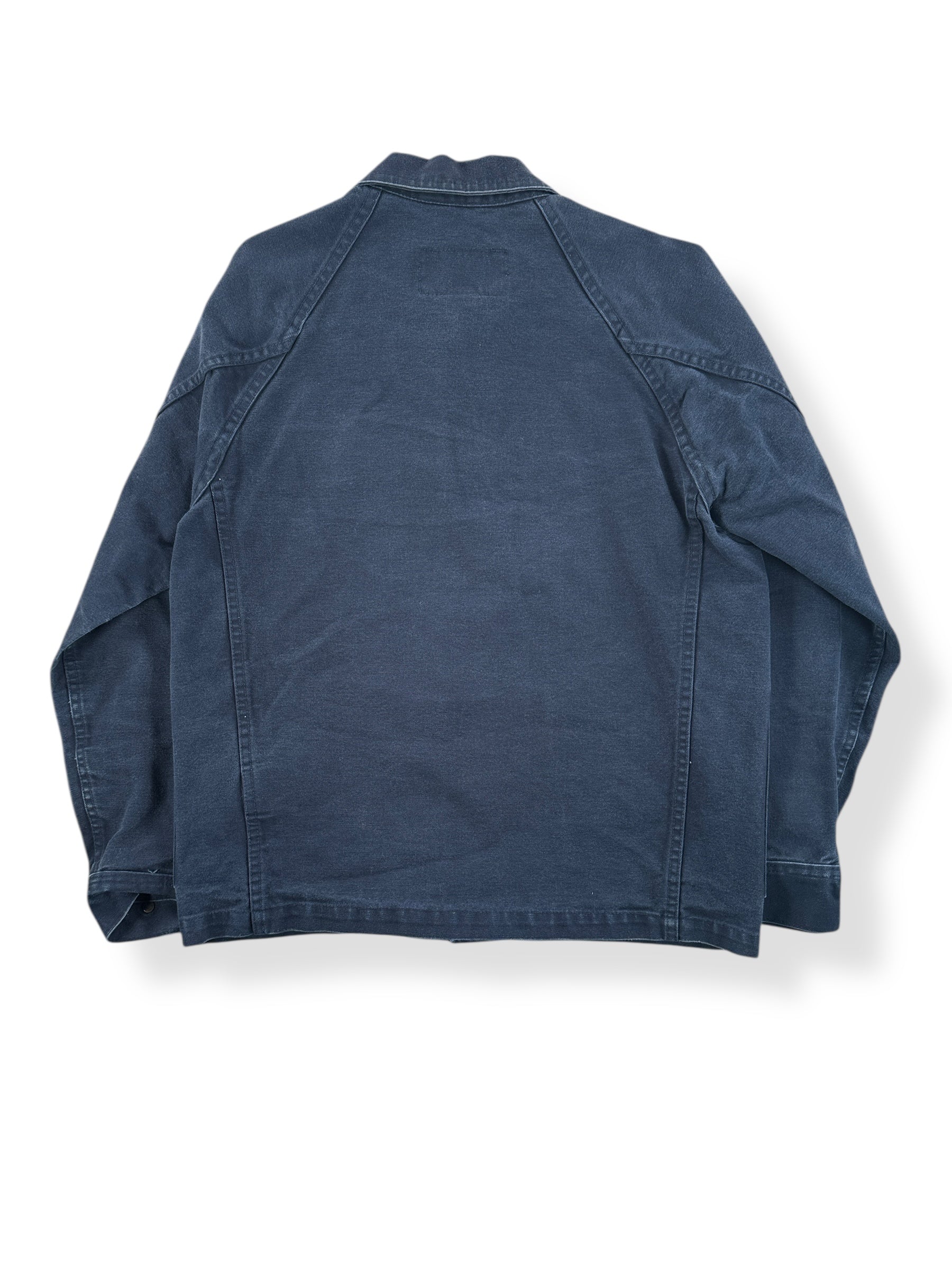 Back of Modern Filson Canvas Navy Blue Chore Coat SZ S