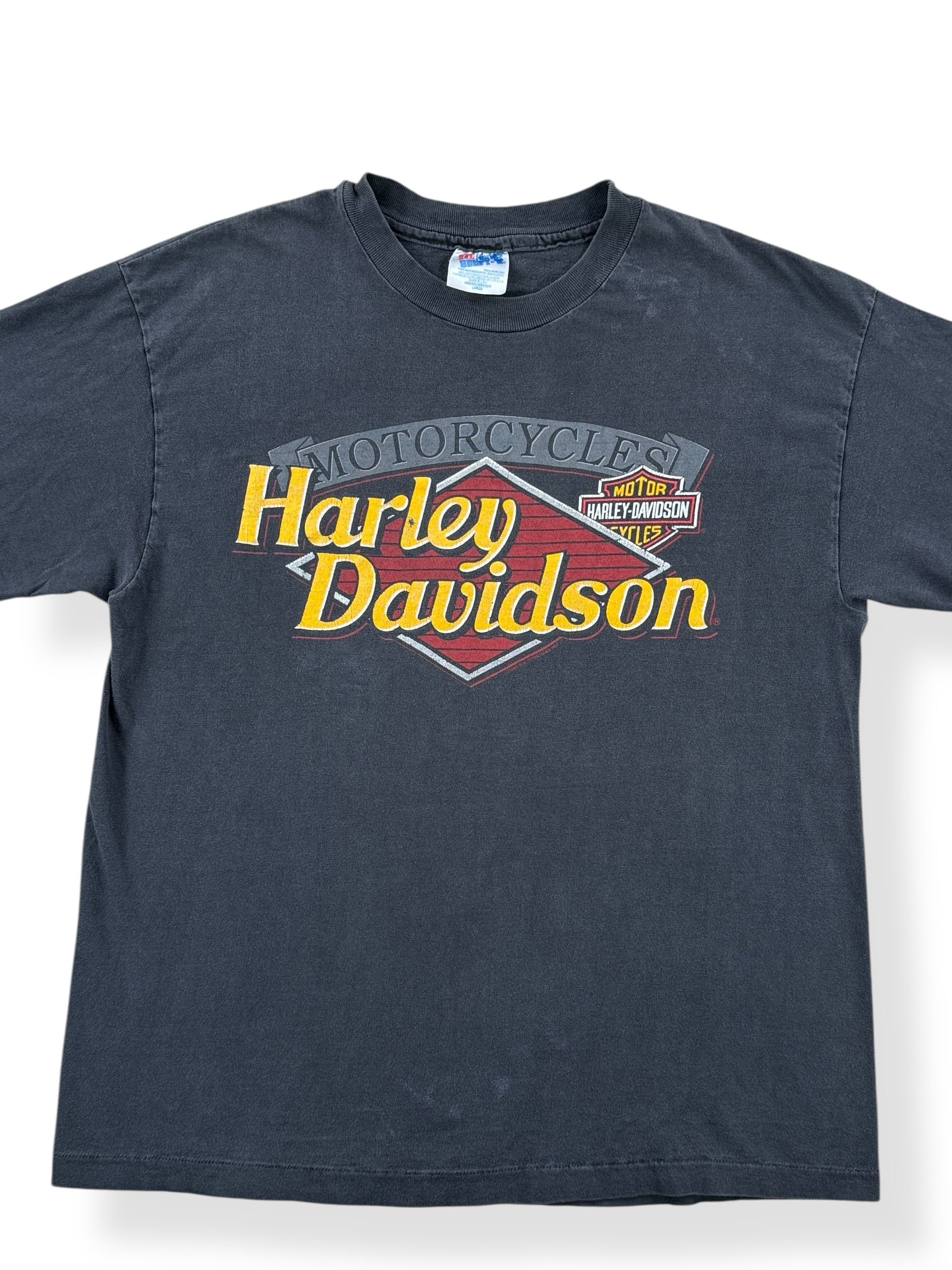 Front Close Up of Vintage Harley Davidson UK Tee SZ L