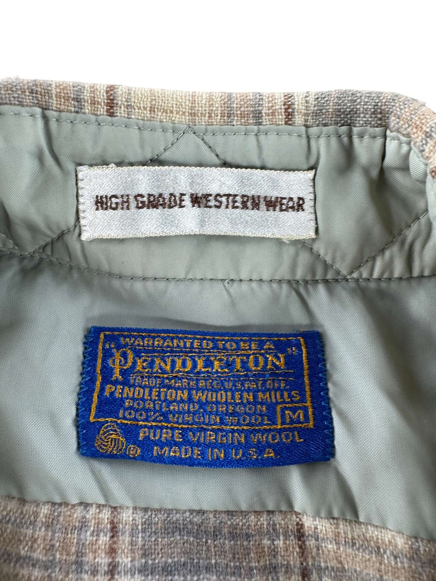 Label on Vintage Pendleton Westernwear Pearl Snap Flannel SZ M