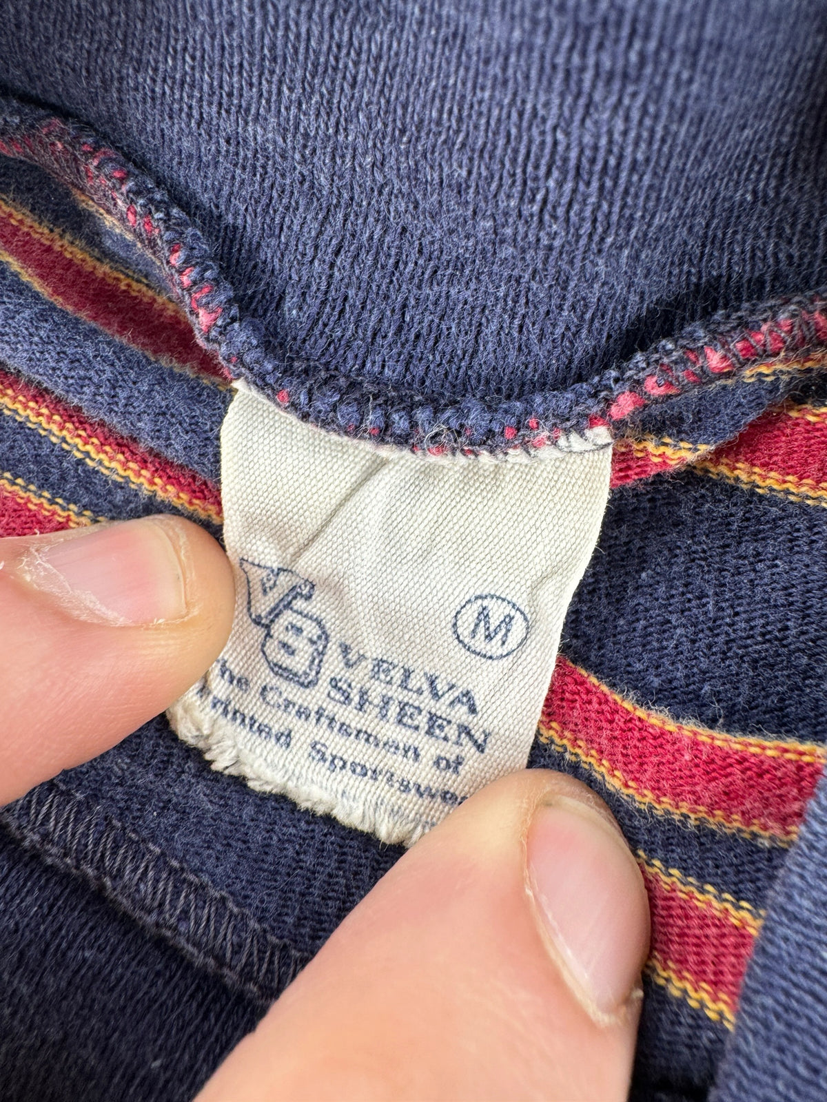Tag on Vintage Velva Sheen Striped Tee SZ S