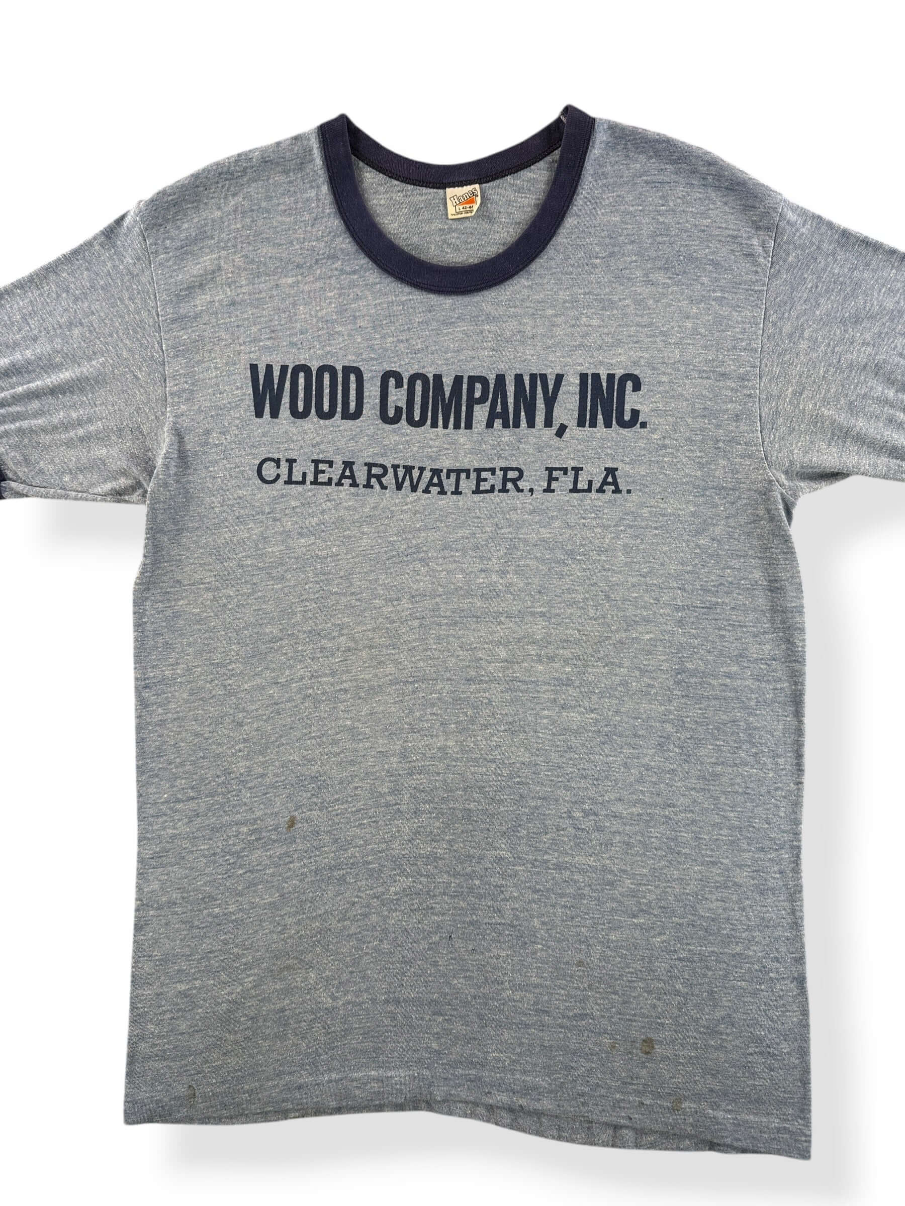 Front Close Up of Vintage Wood Company, Inc. Ringer Tee SZ L (Fits M)