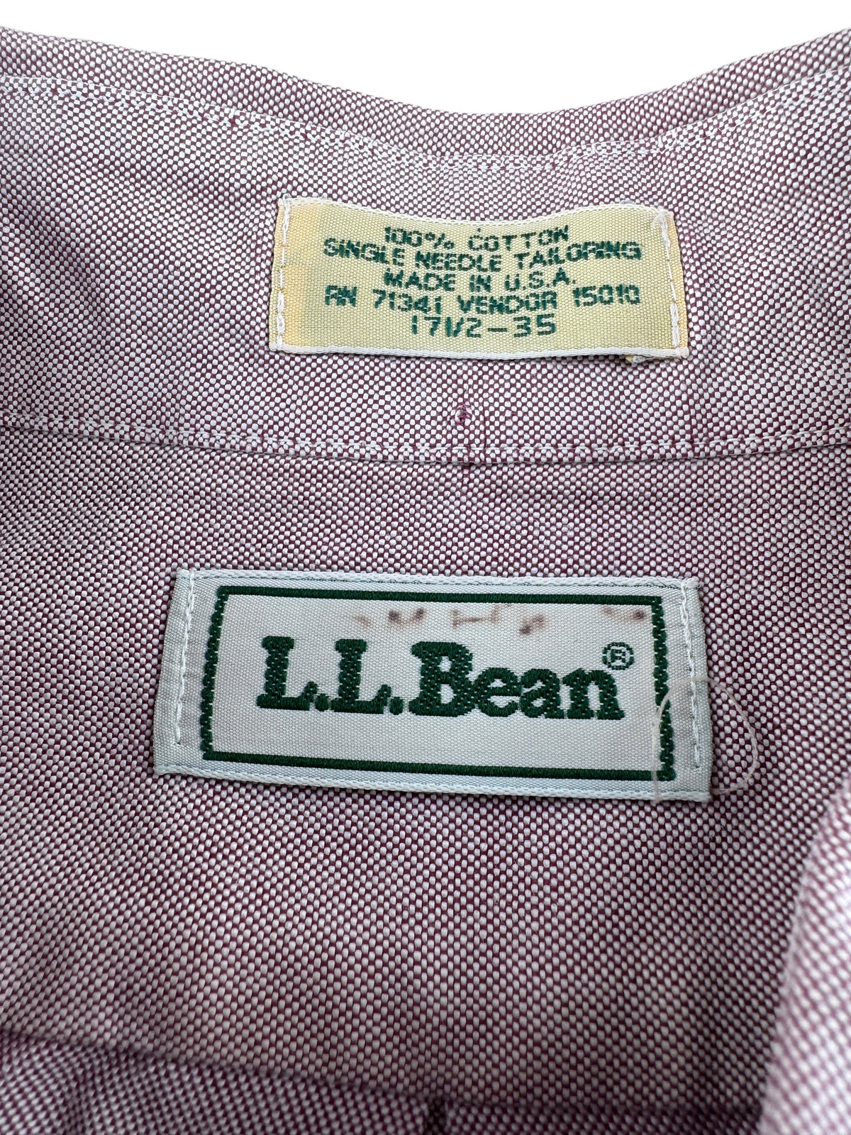 Tags on Vintage NOS LL Bean Oxford Shirt SZ XL