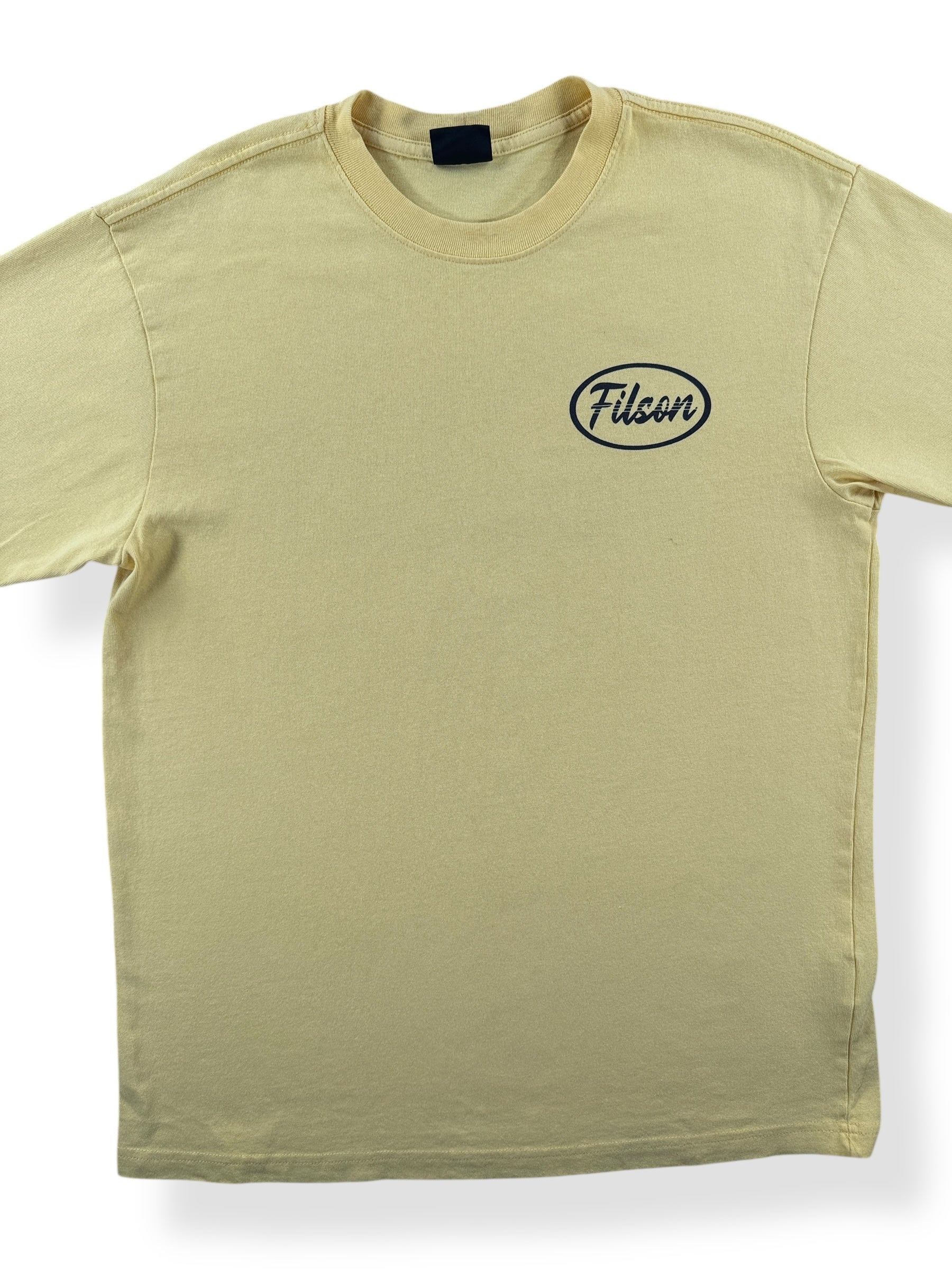 Front Close Up of Yellow Filson Frontier Graphic Tee SZ M